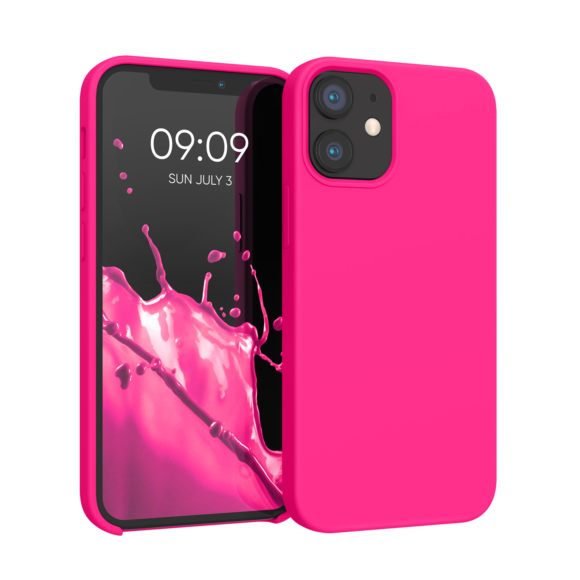 Silikonový kryt kwmobile pro iPhone 12 mini - neonově růžová
