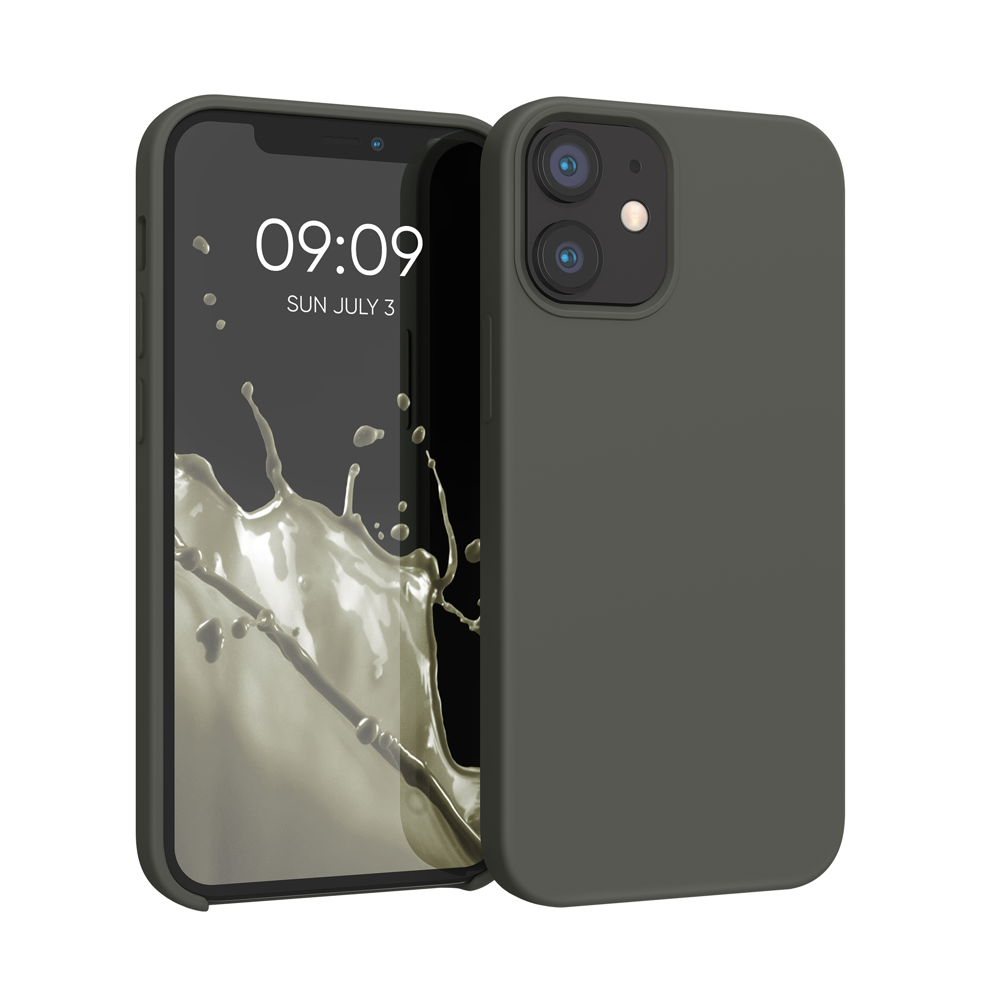 Silikonový kryt kwmobile pro iPhone 12 mini - olivově zelená