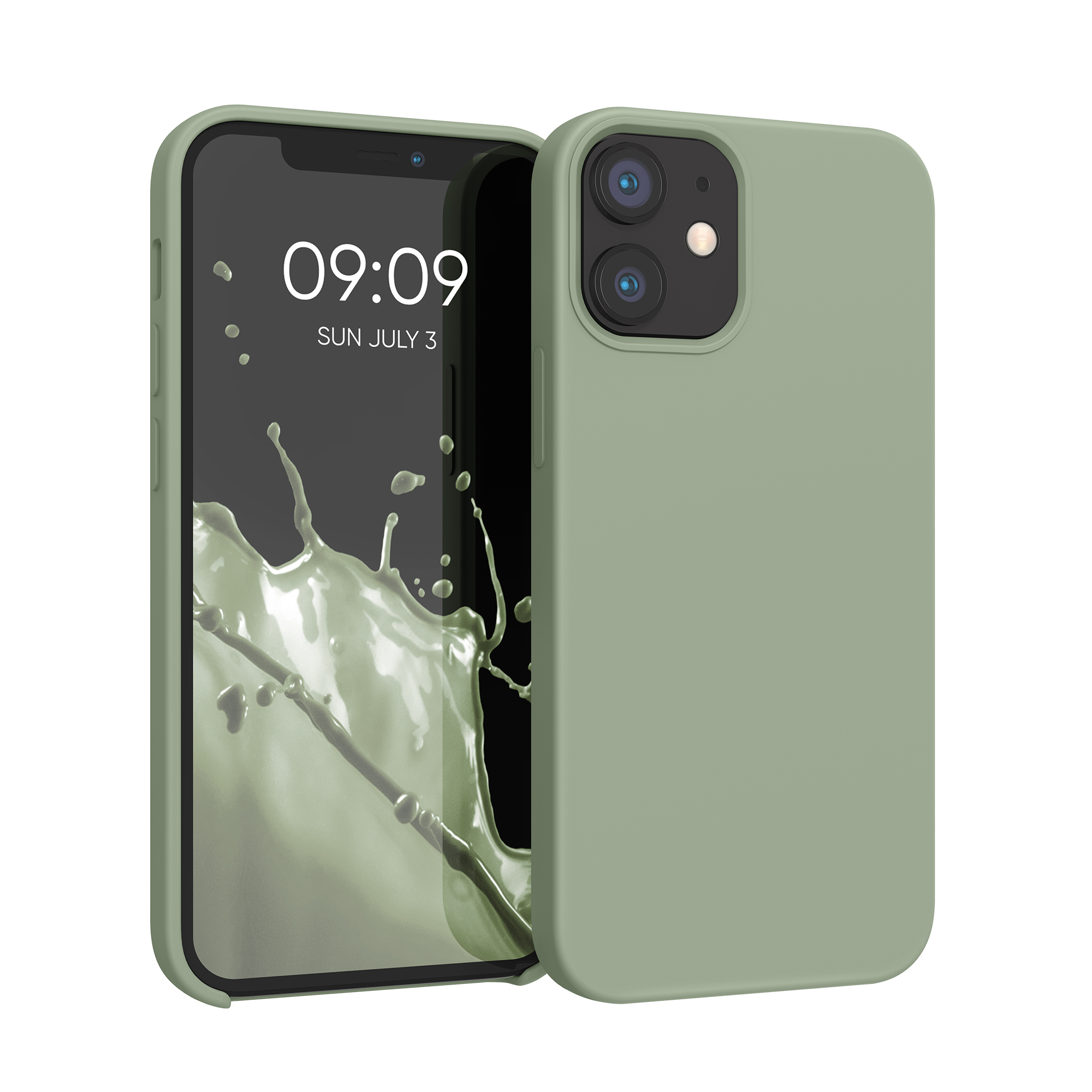 Silikonový kryt kwmobile pro iPhone 12 mini - šedozelená