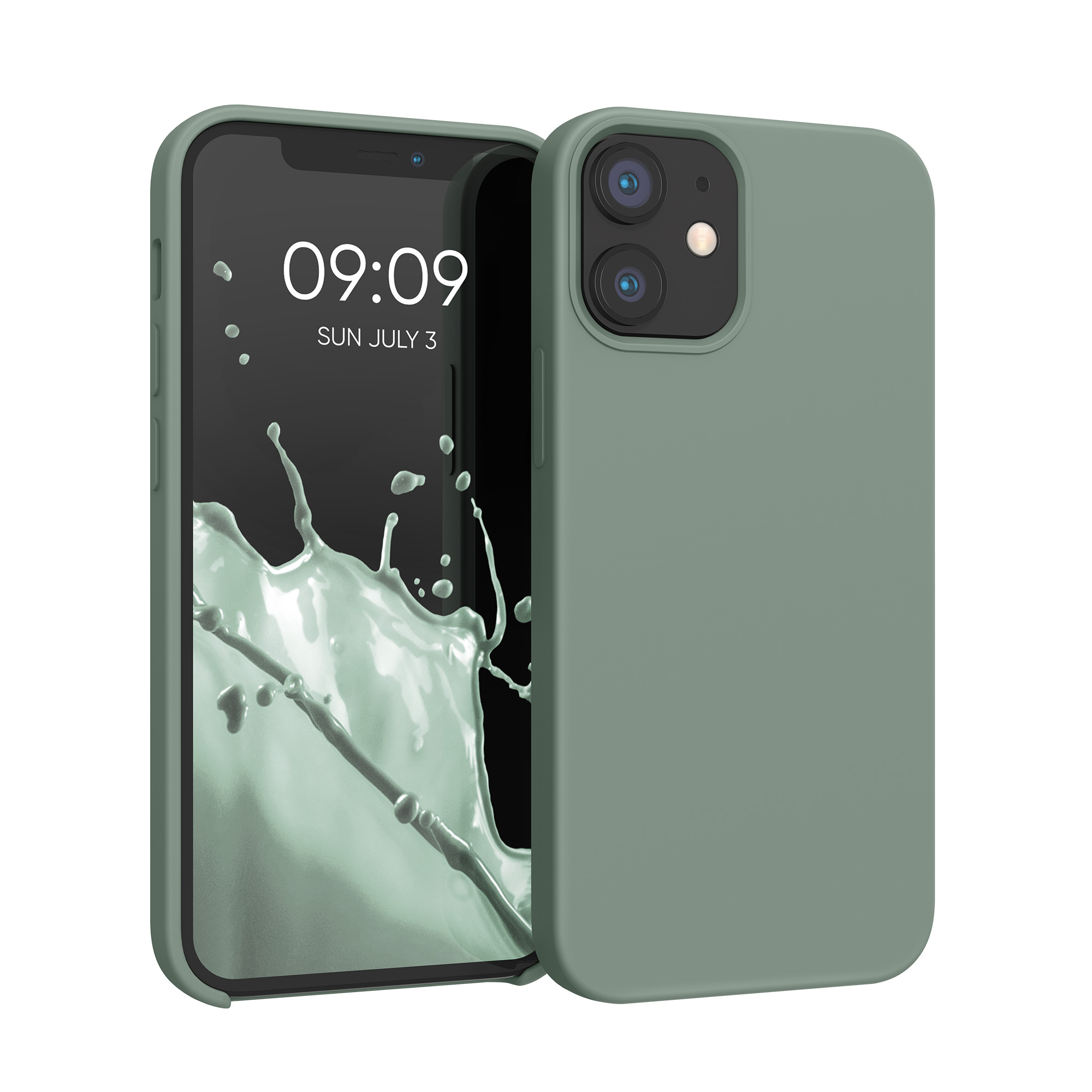 Silikonový kryt kwmobile pro iPhone 12 mini - dešťově zelená