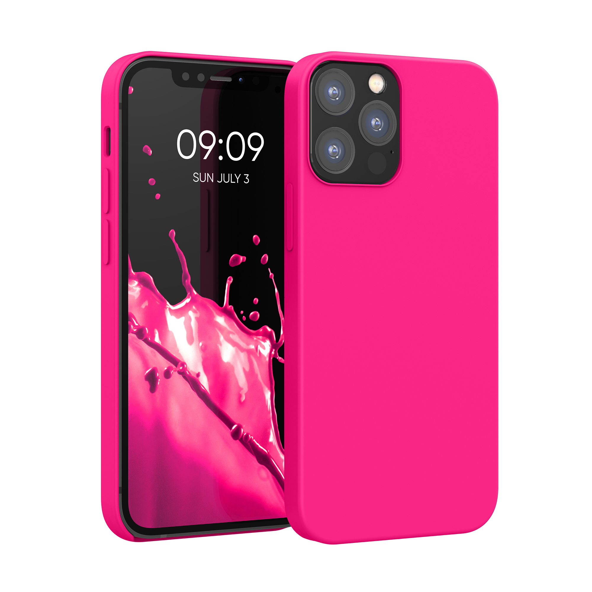 Silikonový kryt kwmobile pro iPhone 12 / iPhone 12 Pro - neonově růžová