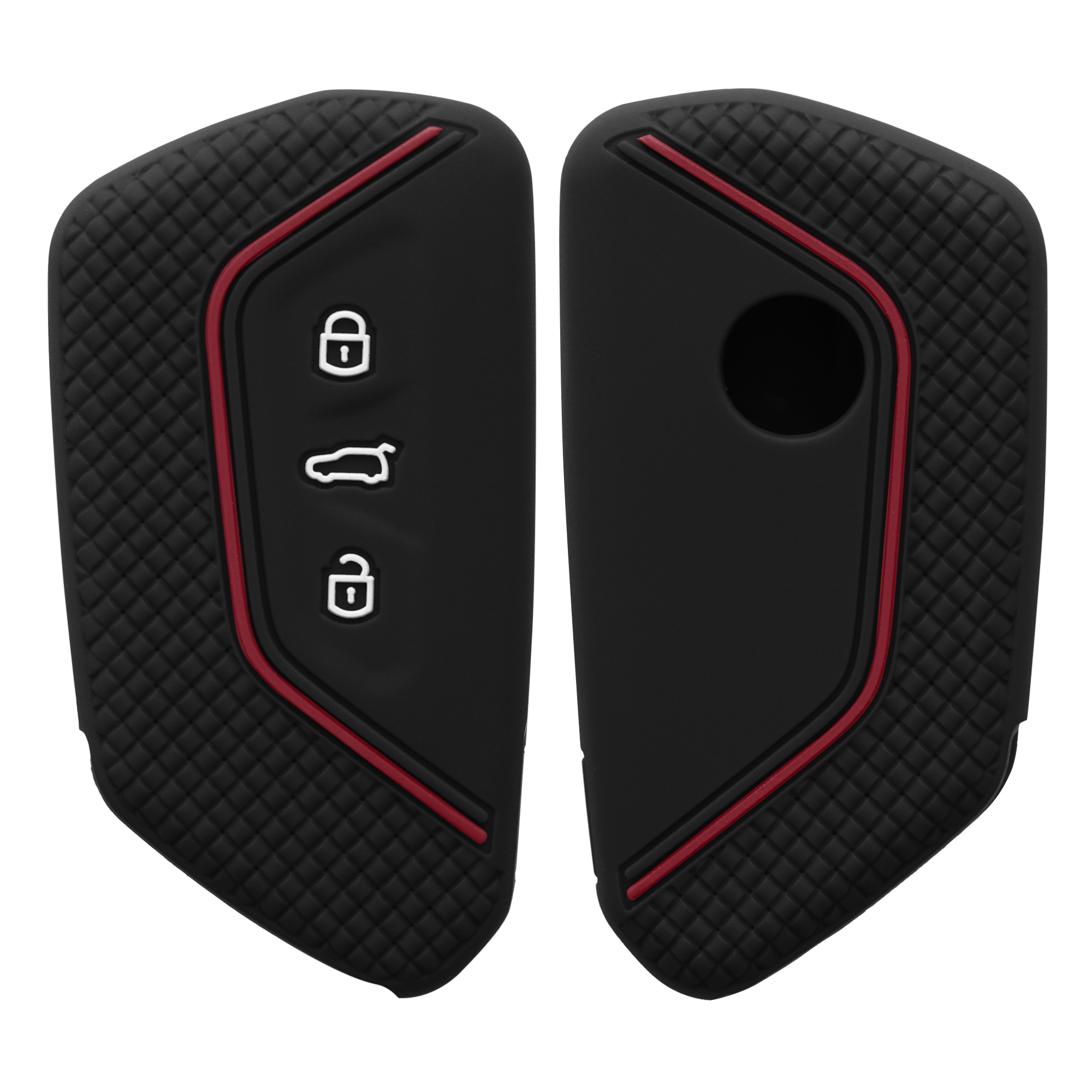 Pouzdro na klíč od auta kwmobile pro VW Golf 8, ID.3/ID.4/ID.5/ID.7, Seat/Škoda/Cupra - černá / červená