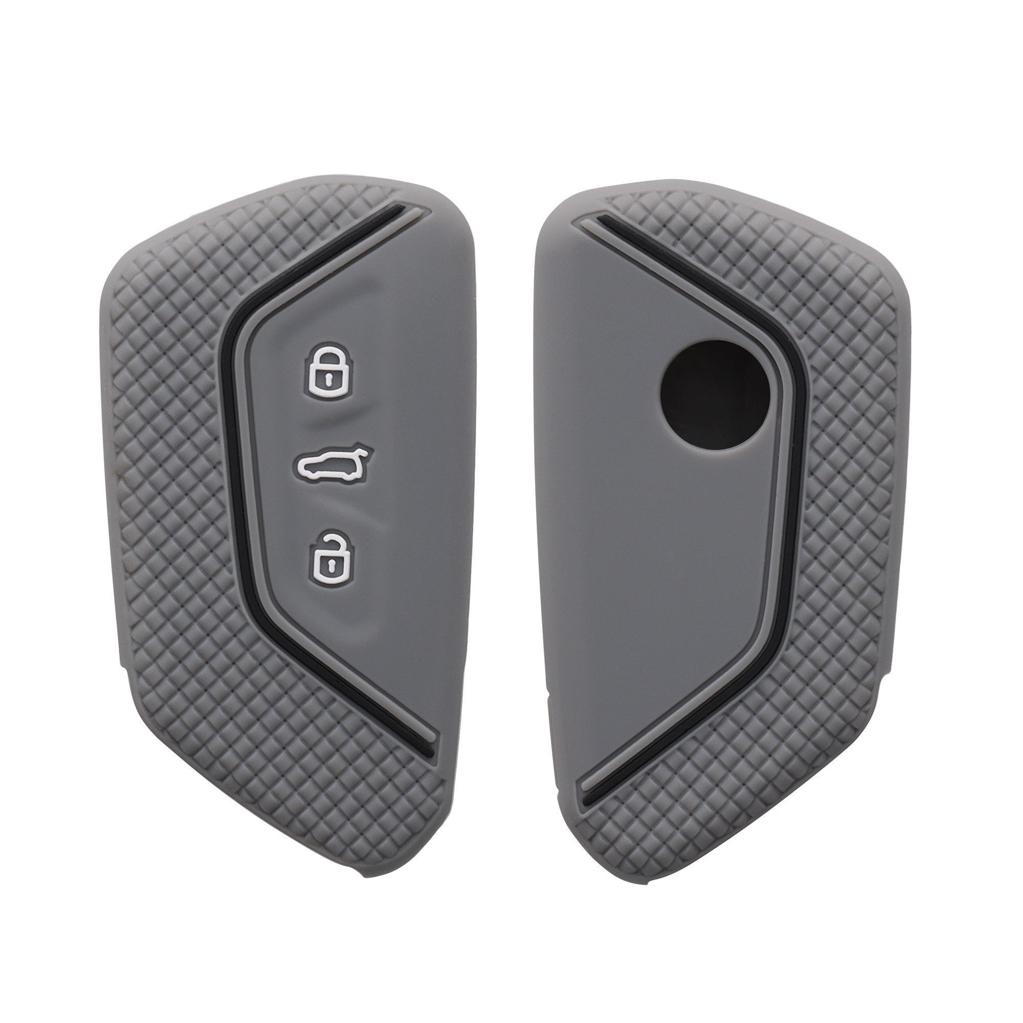 Pouzdro na klíč od auta kwmobile pro VW Golf 8, ID.3/ID.4/ID.5/ID.7, Seat/Škoda/Cupra - šedá / černá