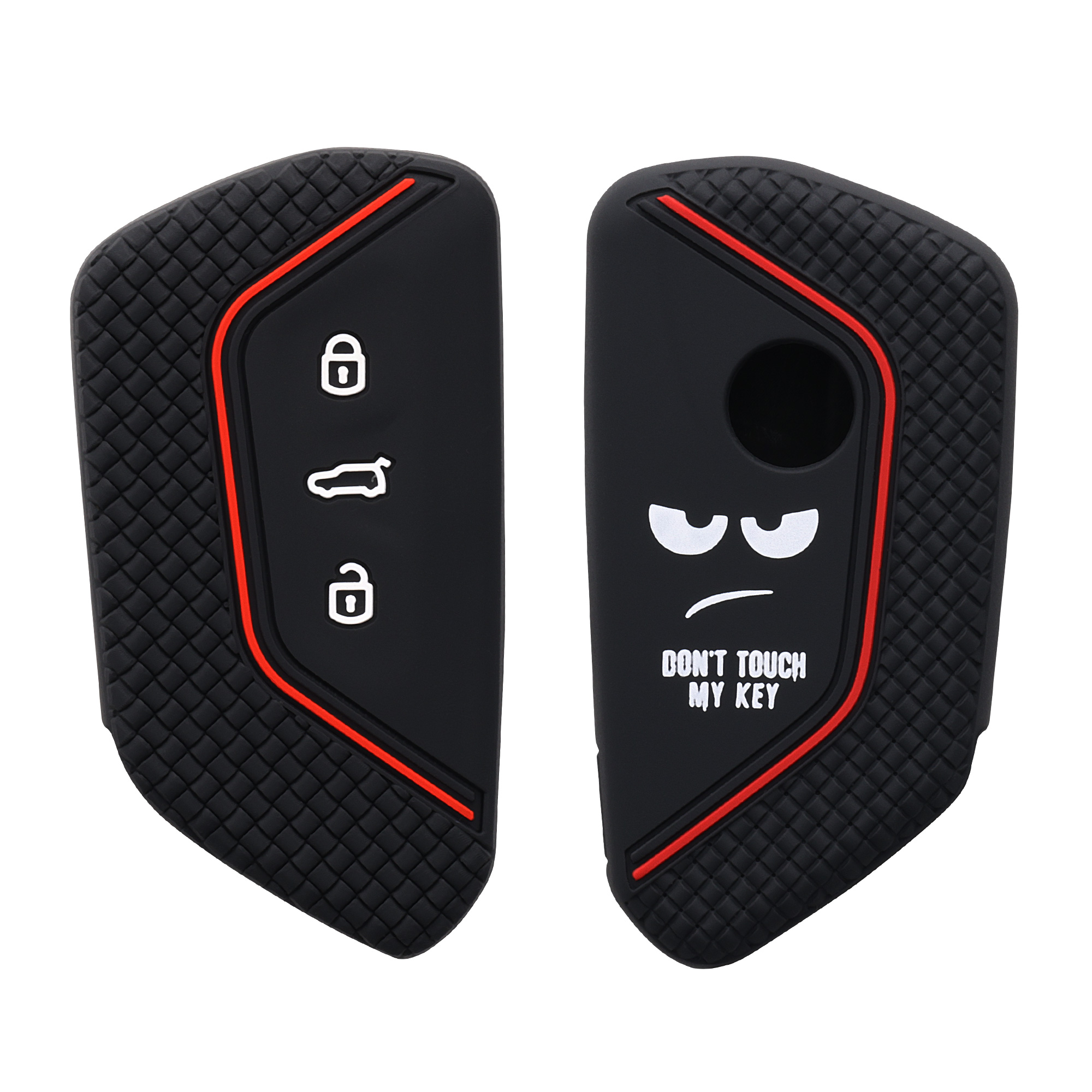 Pouzdro na klíč od auta kwmobile pro VW Golf 8, ID.3/ID.4/ID.5/ID.7, Seat/Škoda/Cupra - bílá / černá / červená