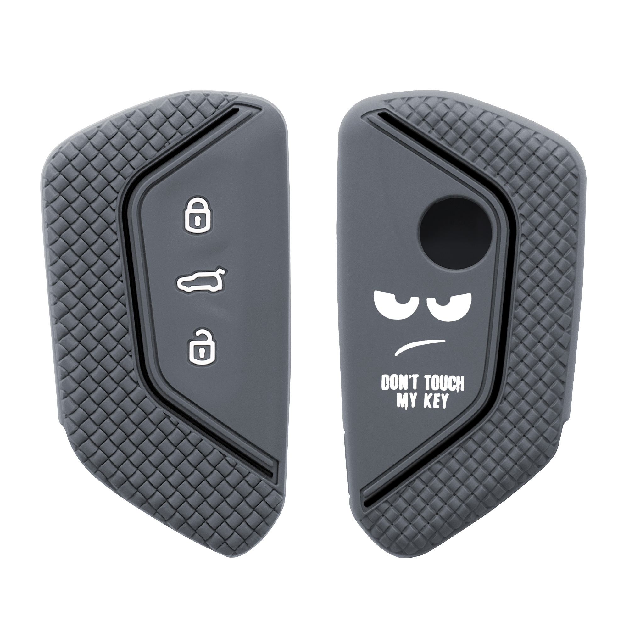 Pouzdro na klíč od auta kwmobile pro VW Golf 8, ID.3/ID.4/ID.5/ID.7, Seat/Škoda/Cupra - bílá / šedá / černá