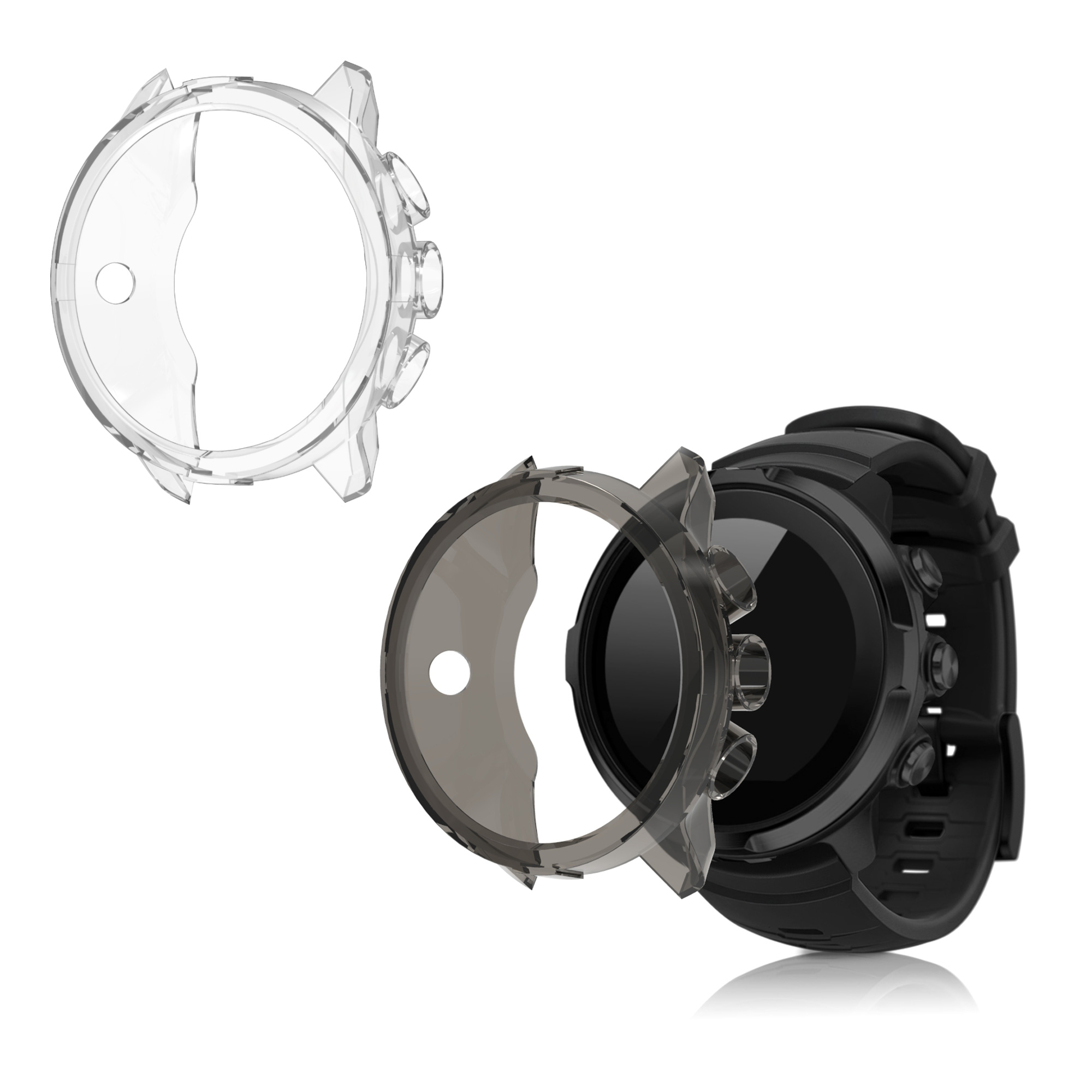 Silikonový rámeček hodinek Suunto 9 / 9 Baro / Spartan Sport Wrist HR kwmobile 2 ks transparentní / černá / transparentní