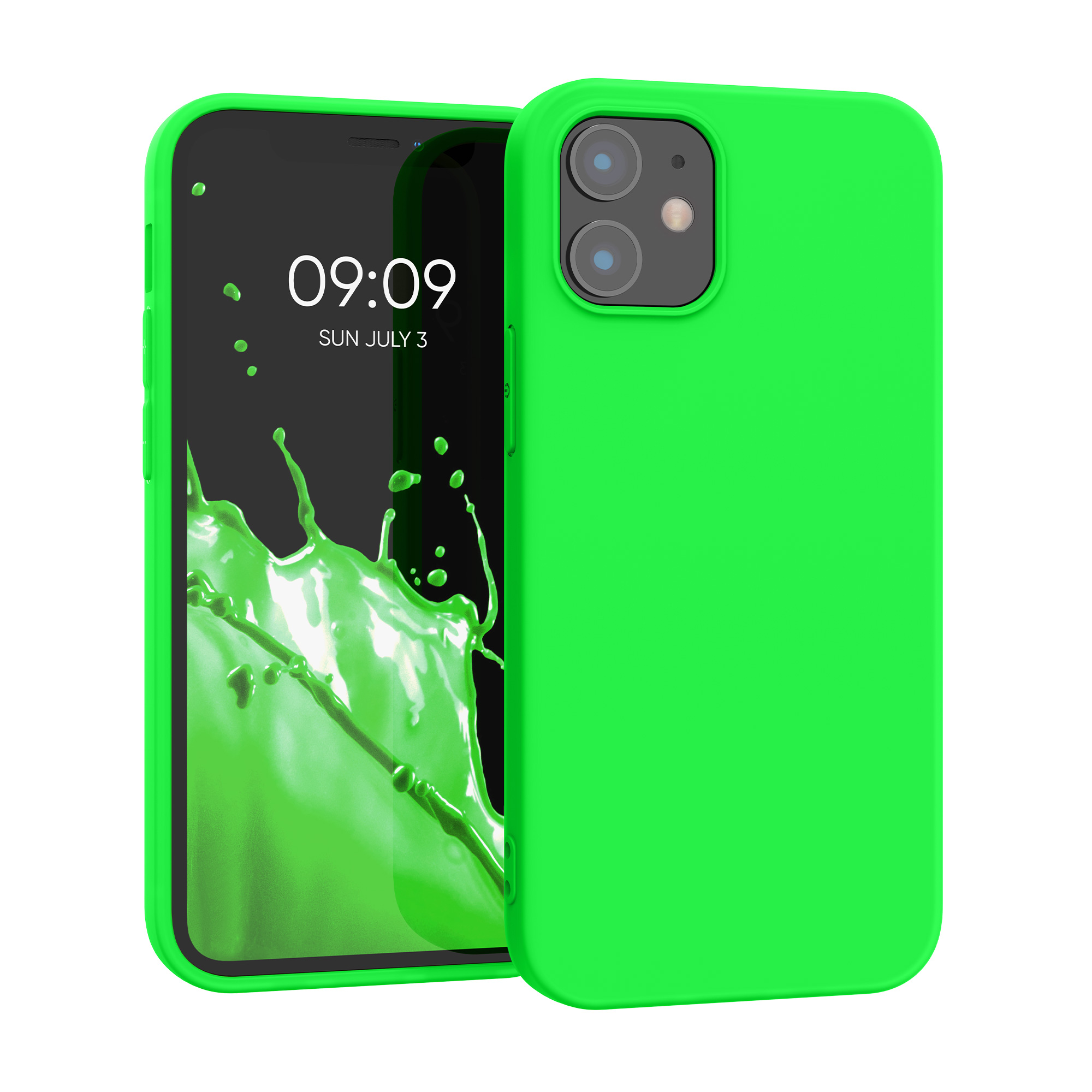 Silikonový kryt kwmobile pro iPhone 12 mini - neonově zelená
