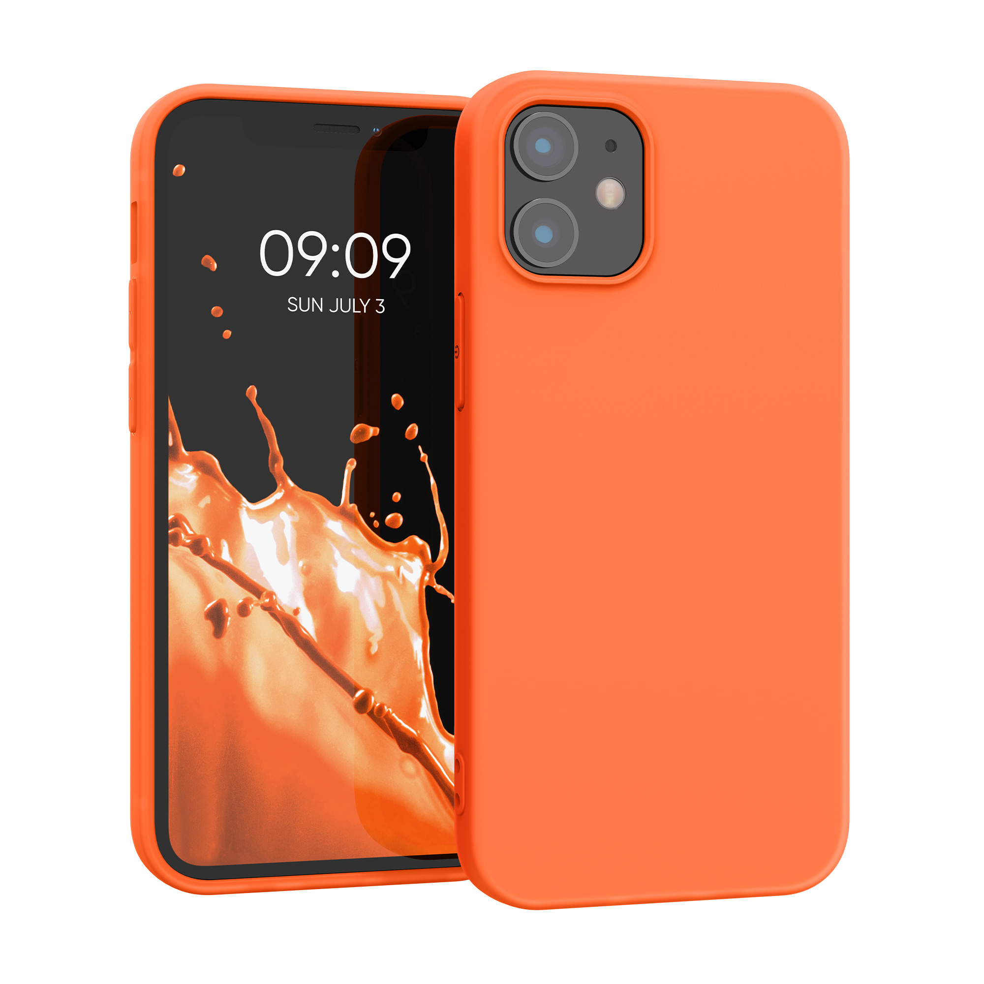 Silikonový kryt kwmobile pro iPhone 12 mini - neonově oranžová