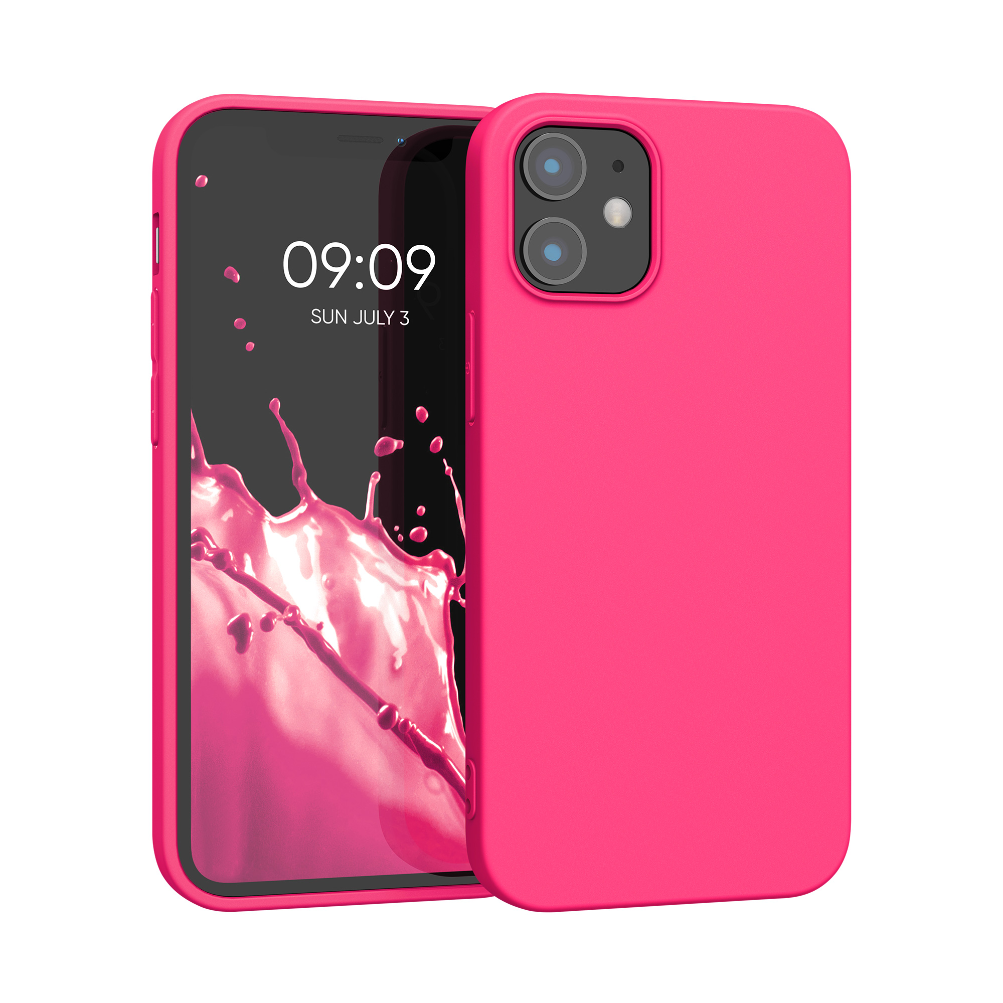 Silikonový kryt kwmobile pro iPhone 12 mini - neonově růžová