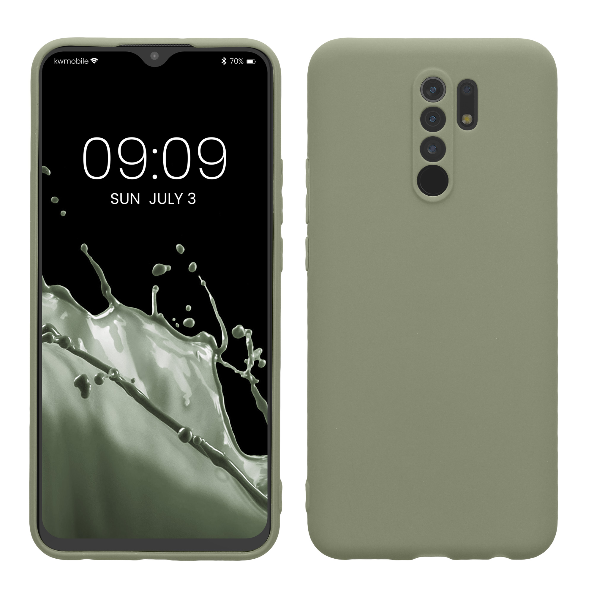 Kryt Xiaomi Redmi 9 silikonový TPU šedozelená kwmobile