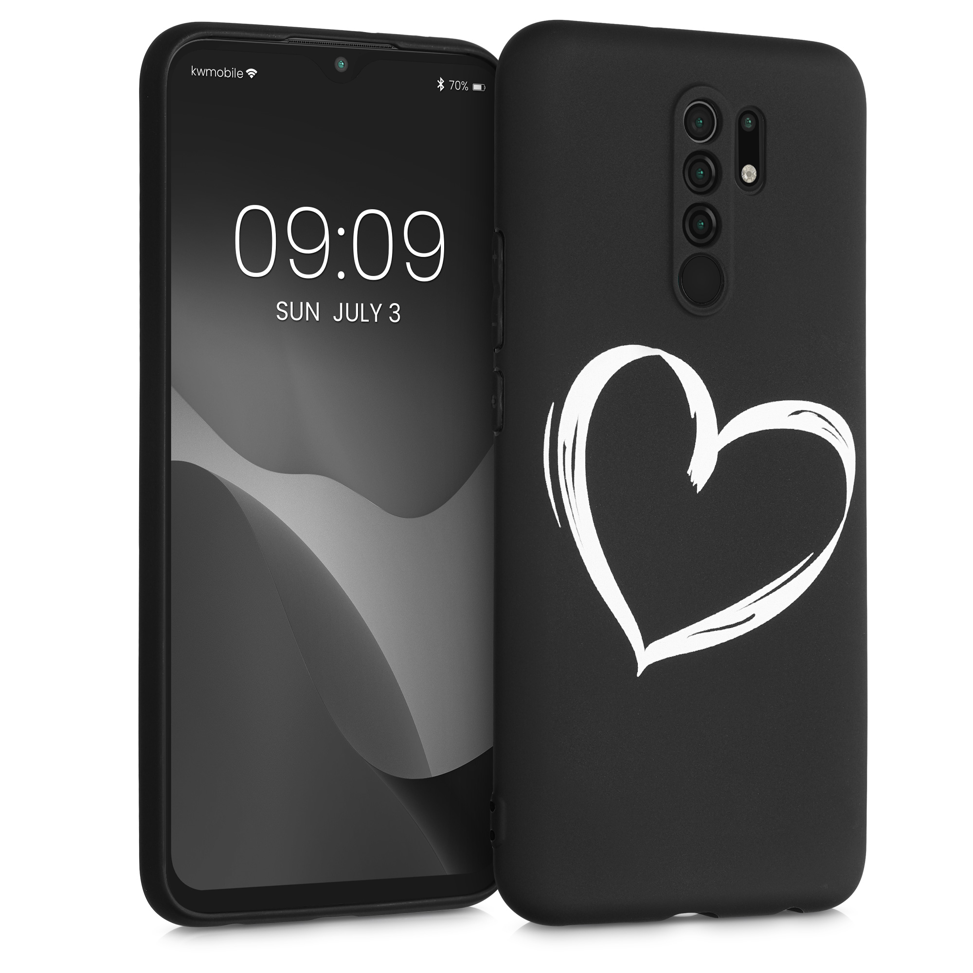 Kryt Xiaomi Redmi 9 silikonový TPU bílá/černá kwmobile