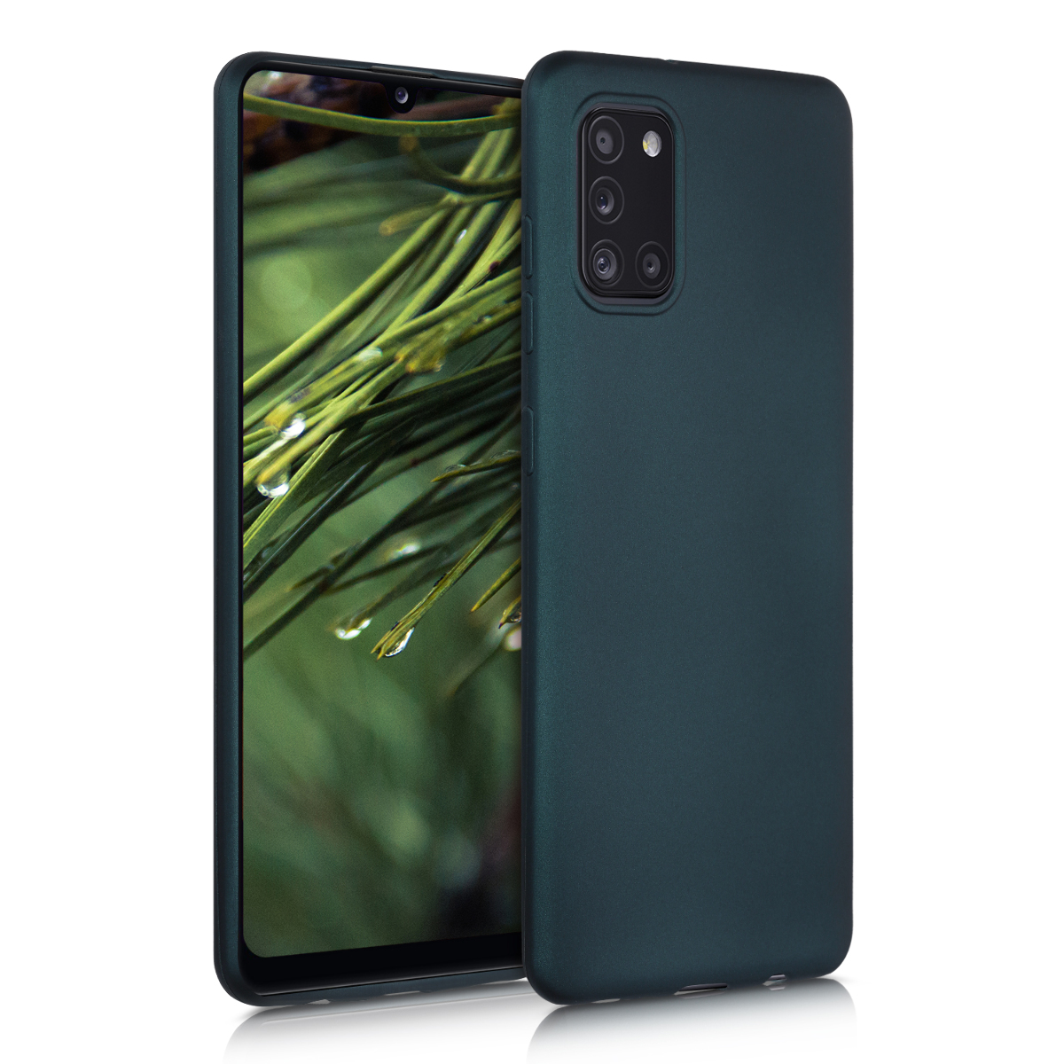 Kryt na mobil Samsung Galaxy A31 kwmobile TPU metalický Metalická petrolejová