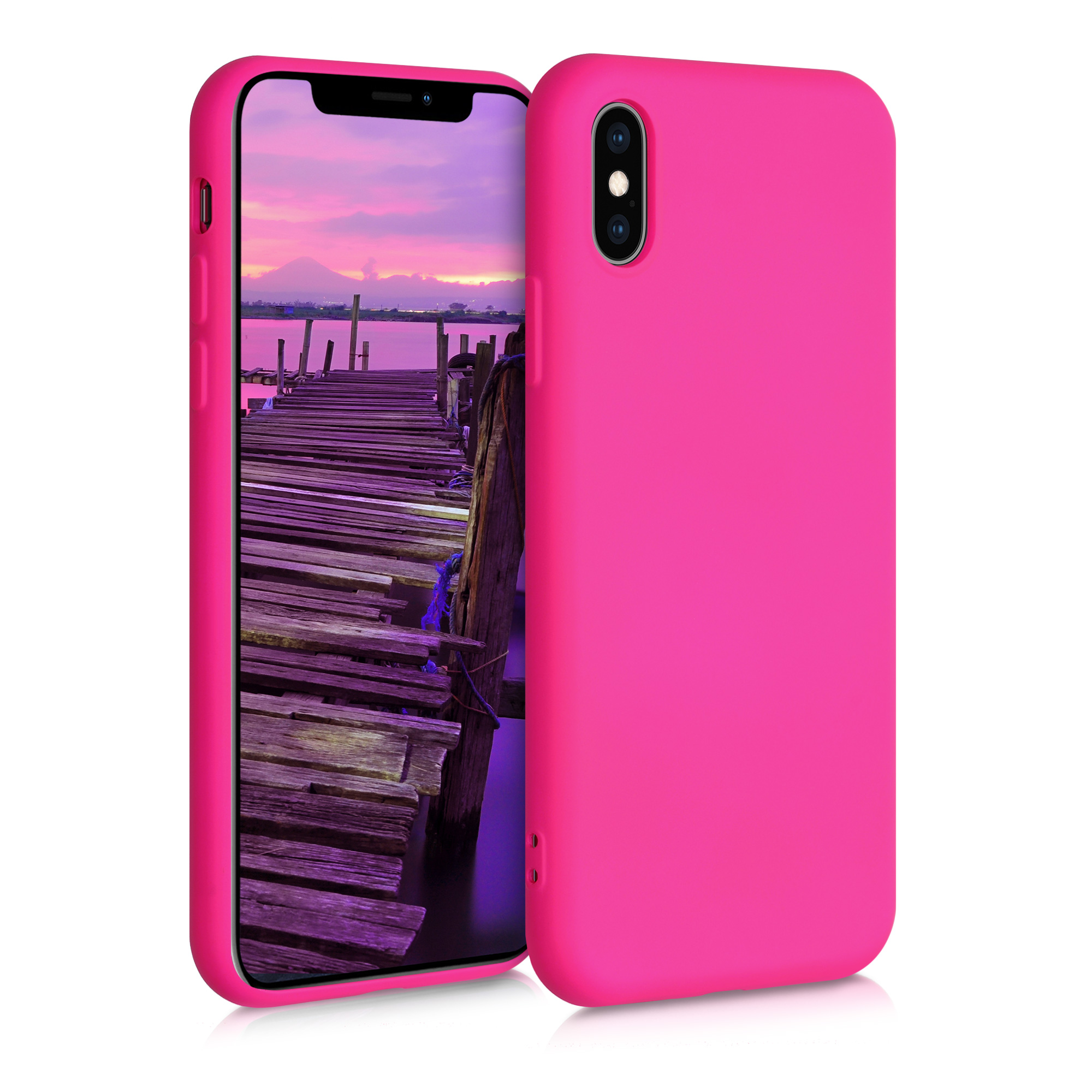 kwmobile kryt pro Apple iPhone XS - Slim ochranný TPU silikonový Phone obal - neonově růžová
