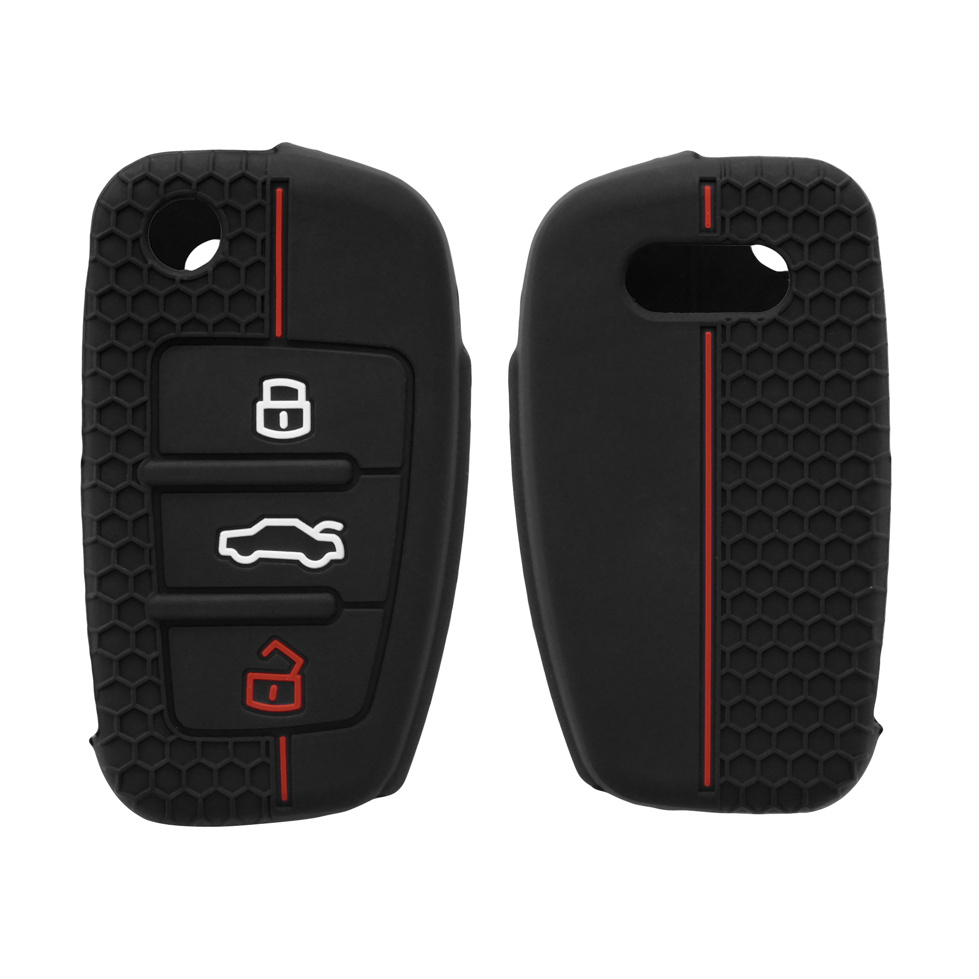 Silikonové pouzdro na klíč od auta Audi Flip Key Anti-Slip černo-červené