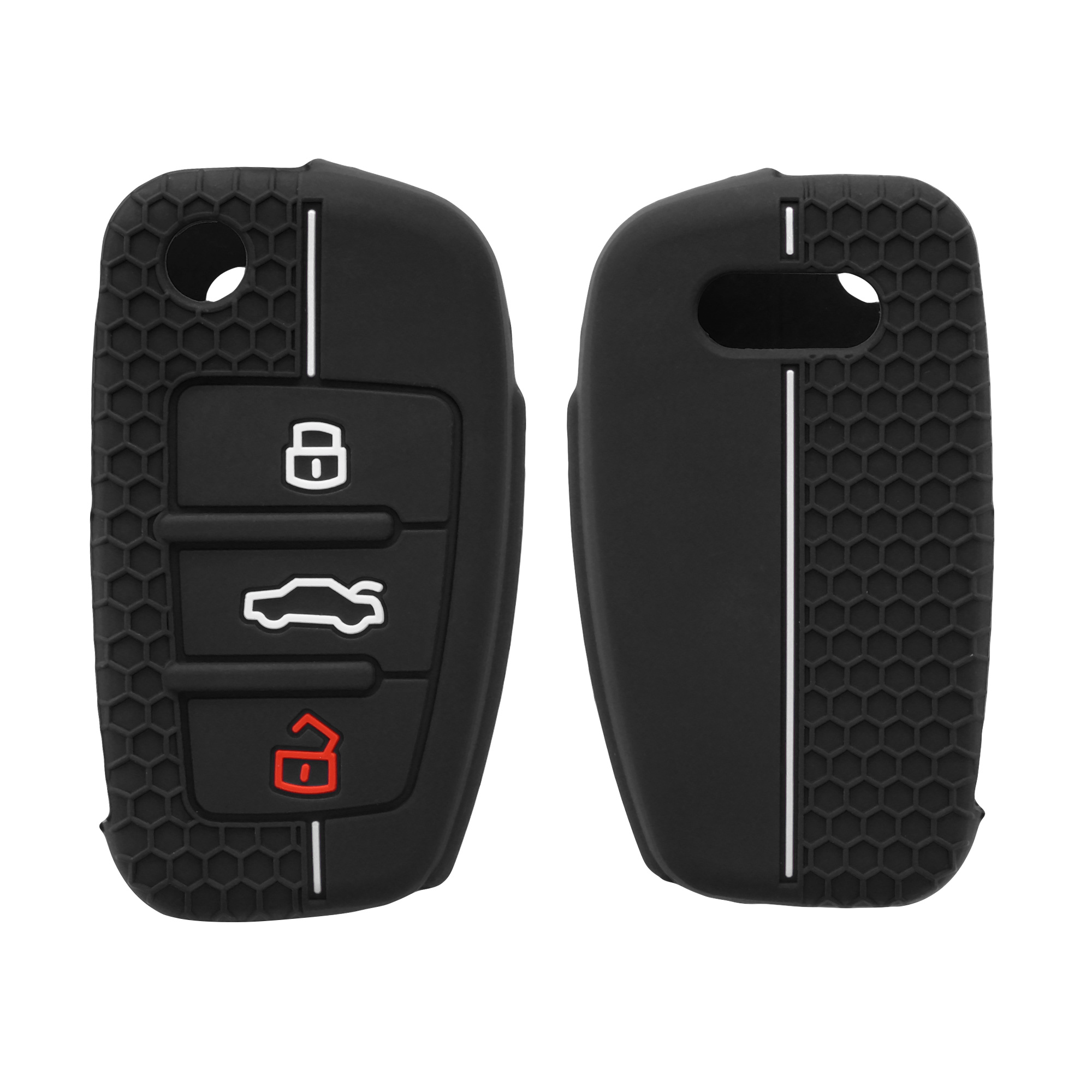 Silikonové pouzdro na klíč od auta Audi Flip Key Anti-Slip černo-bílé