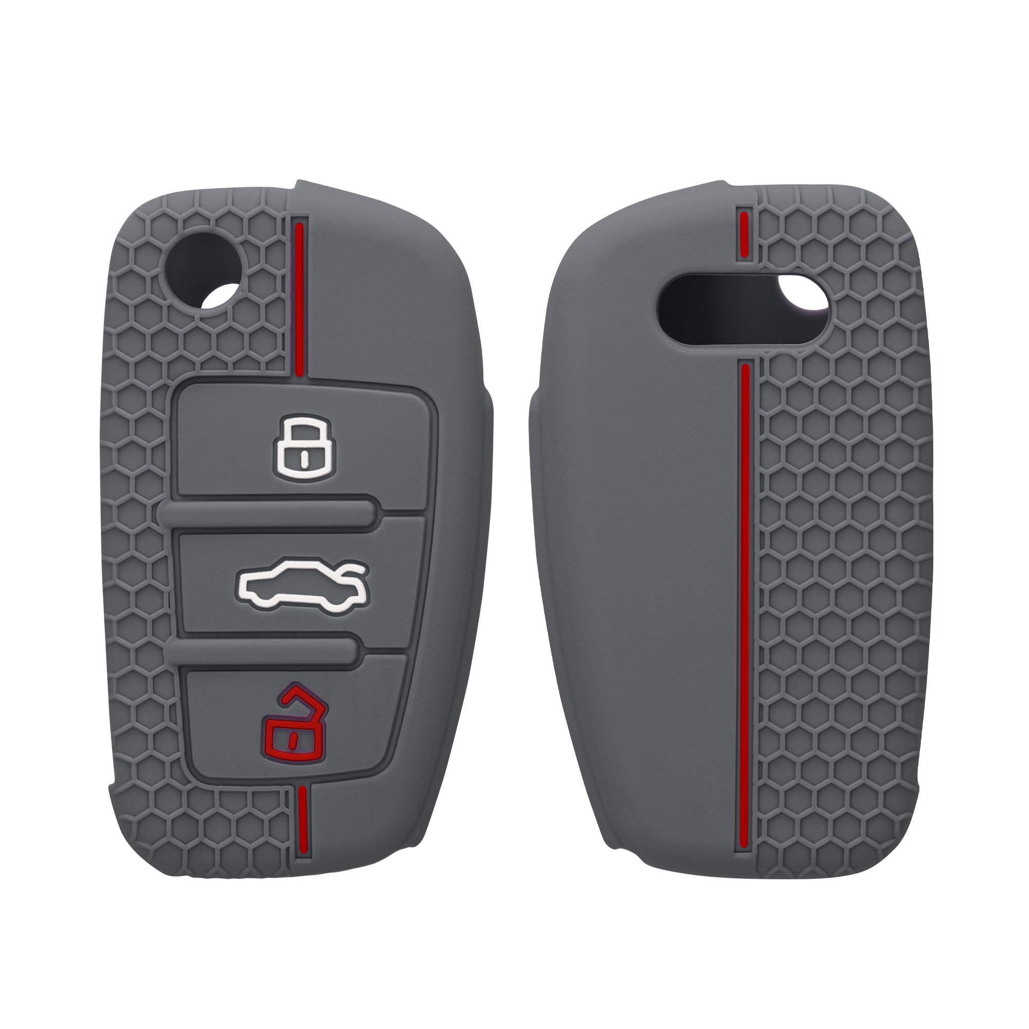 Silikonové pouzdro na klíč od auta Audi Flip Key Anti-Slip šedo-červené