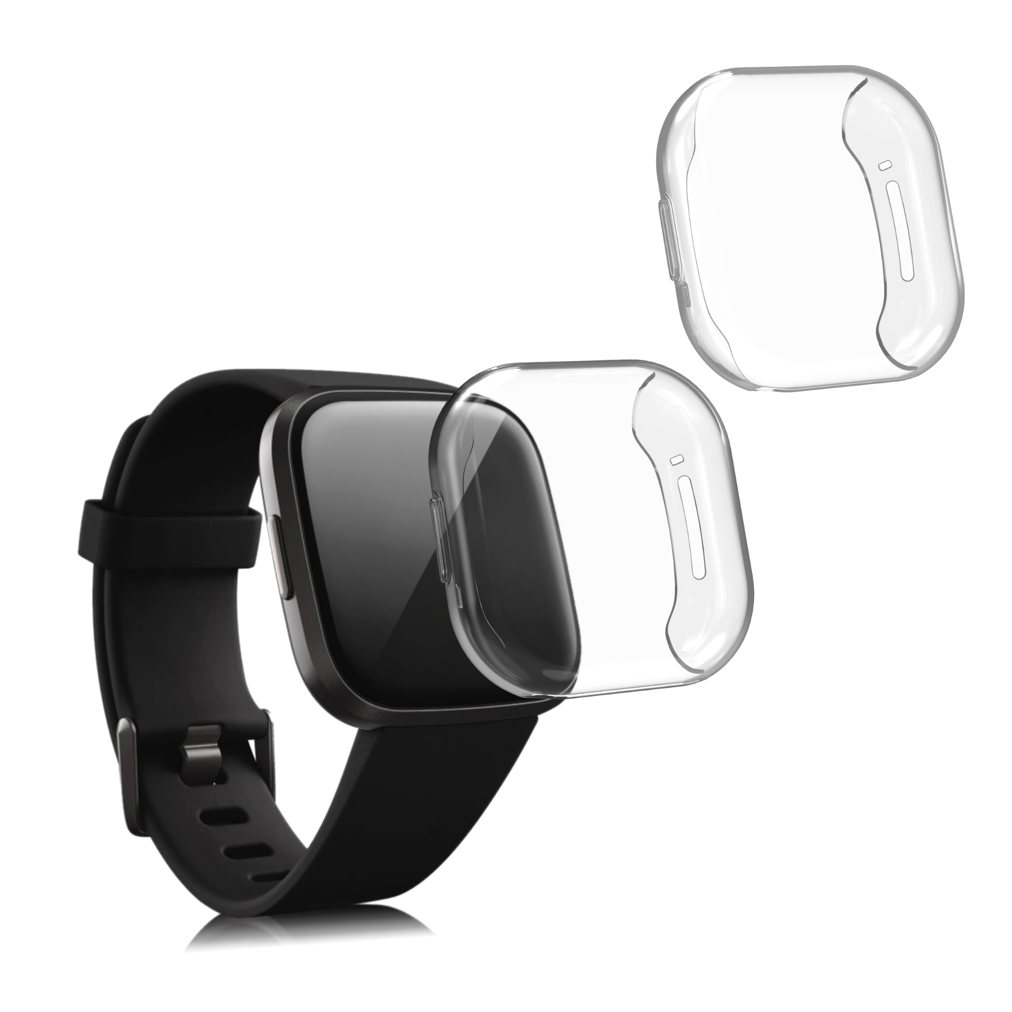 2 ks Ochranný kryt na hodinky kwmobile pro Fitbit Versa 3 / Sense - transparentní