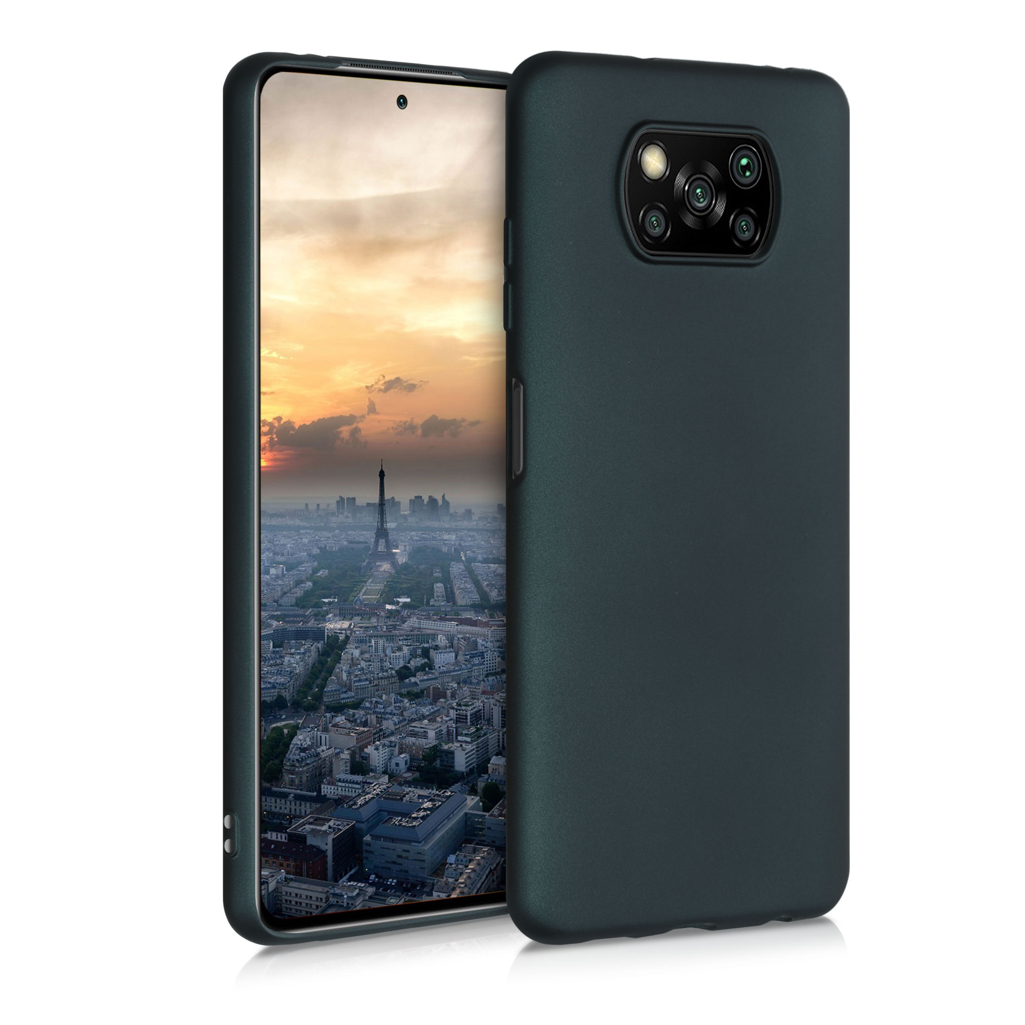 Tenký metalický TPU silikonový kryt pro Xiaomi Poco X3 NFC / Poco X3 Pro kwmobile ‑ metalická petrolejová