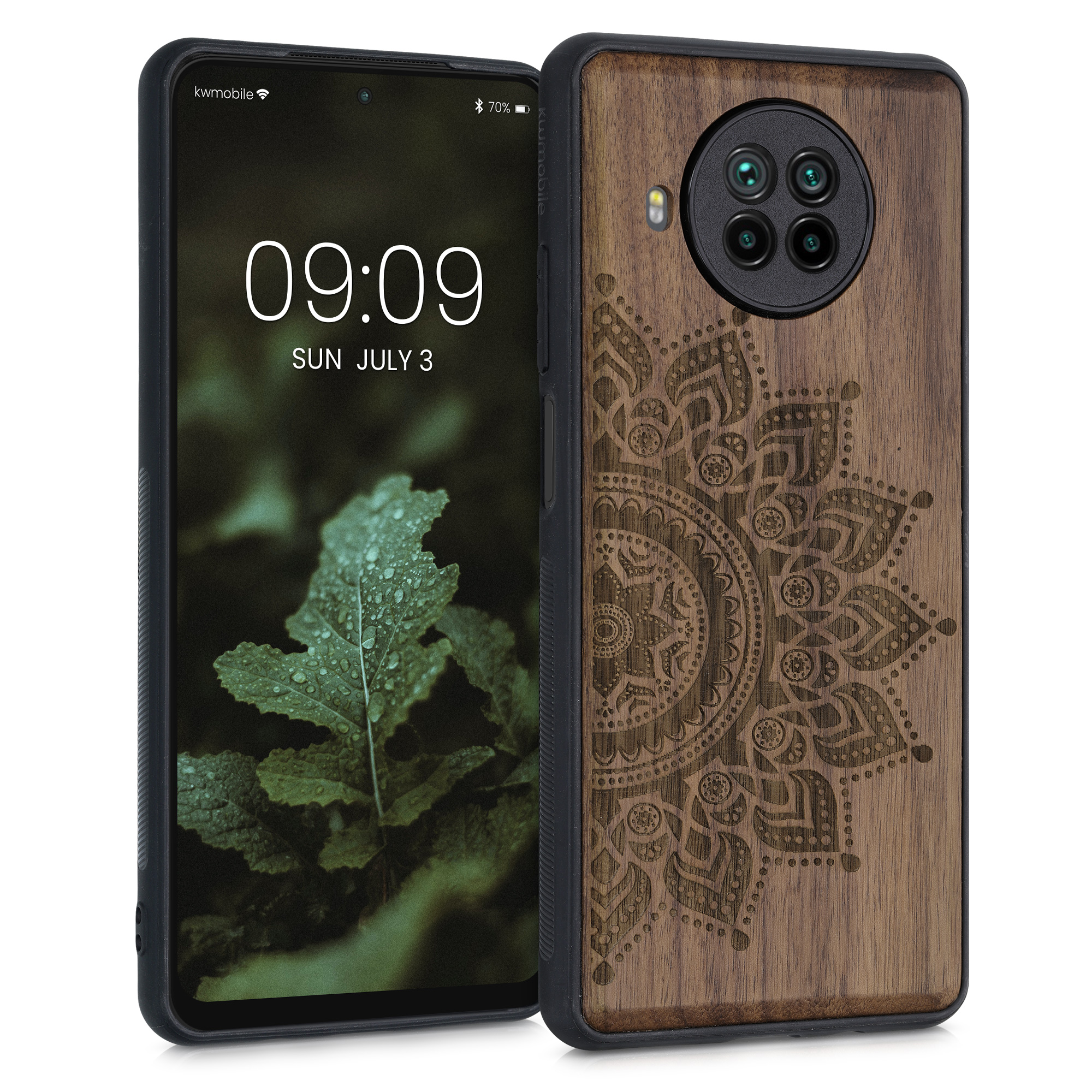 Dřevěný kryt kwmobile Xiaomi Mi 10T Lite, Hard Cover in Dark Brown