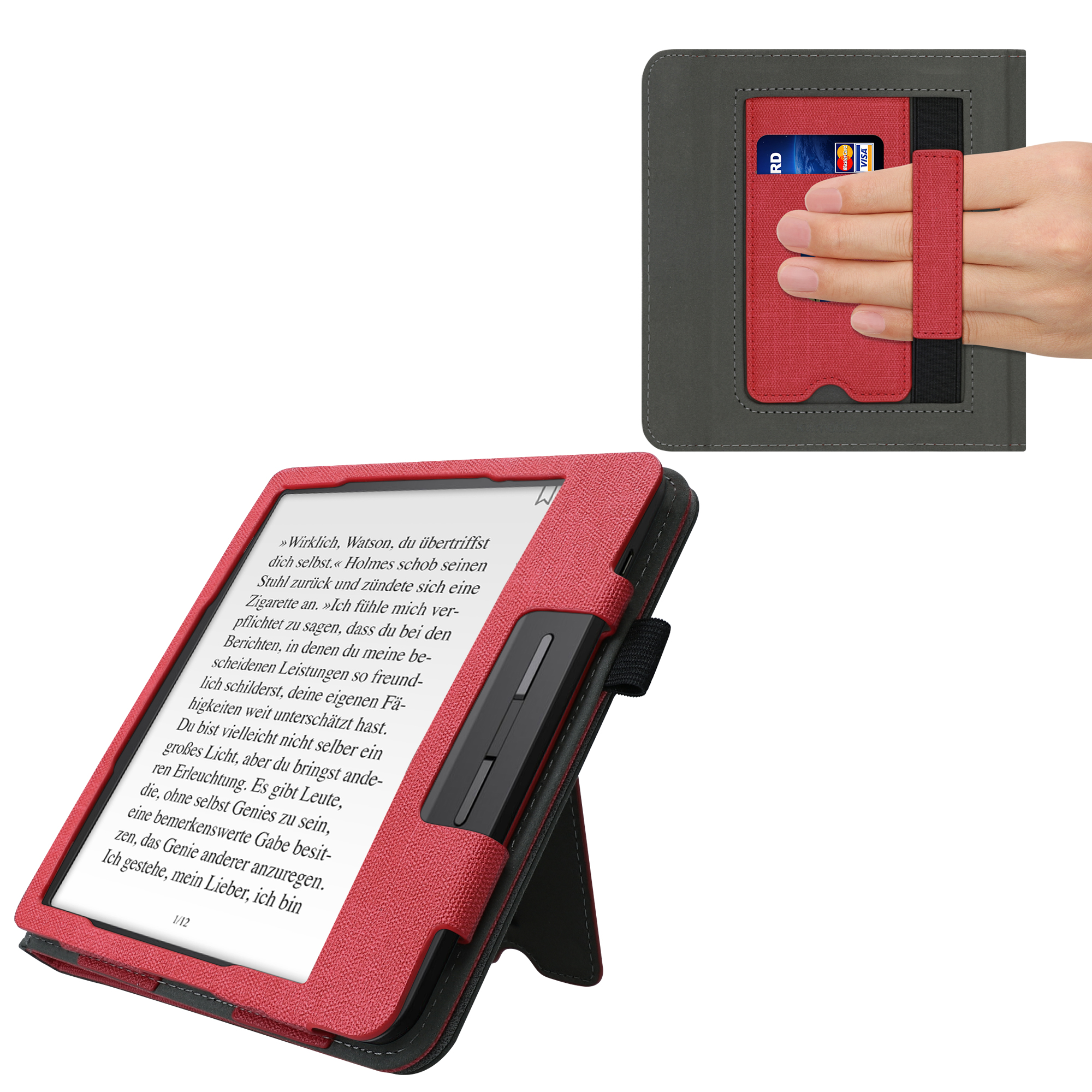 Pouzdro na čtečku kwmobile pro Pocketbook InkPad 3 / 3 Pro / Color /… - červená / tmavě šedá