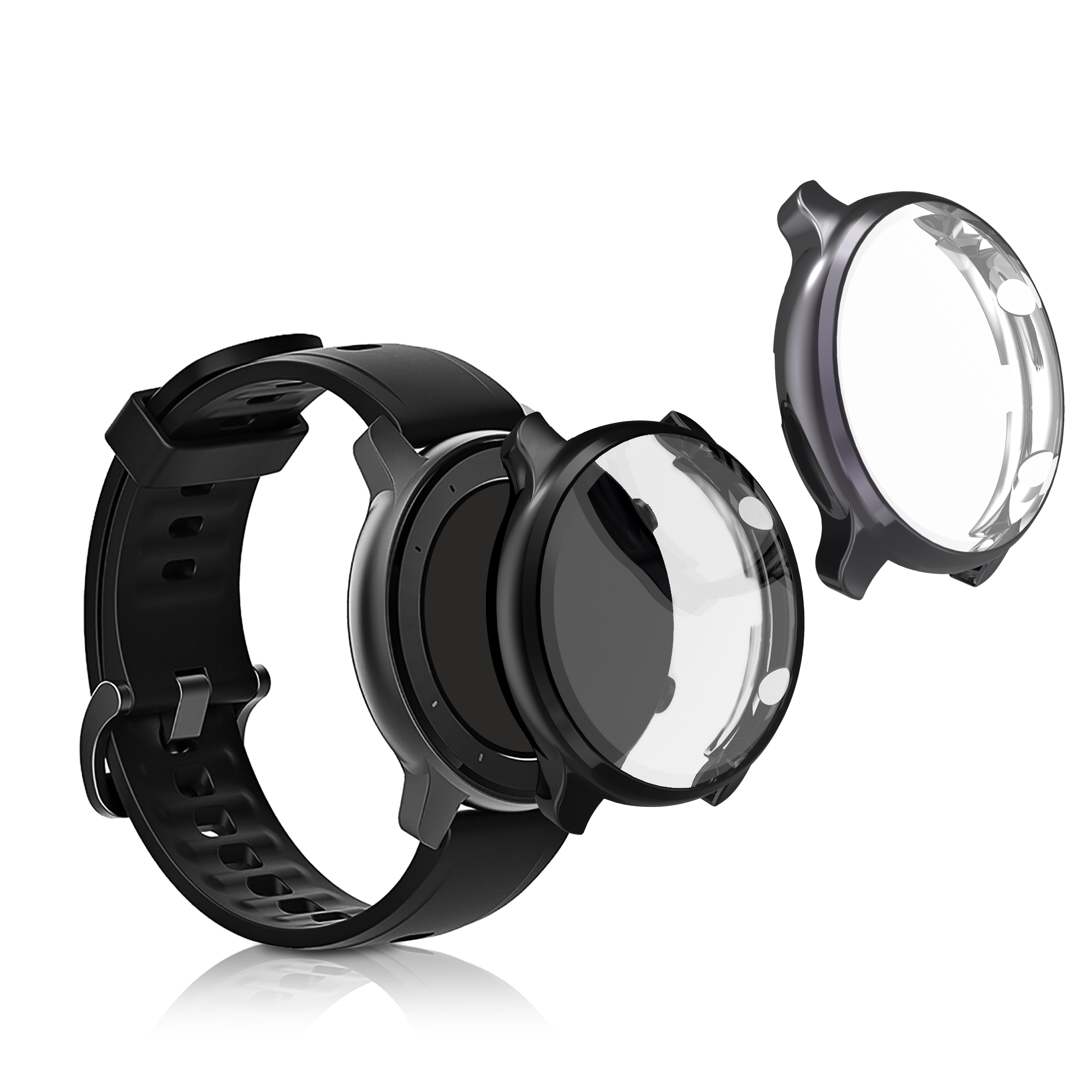 2x obal s ochranným sklem pro Huami Amazfit GTR 2 / 2e kwmobile silikonové - černá / šedá