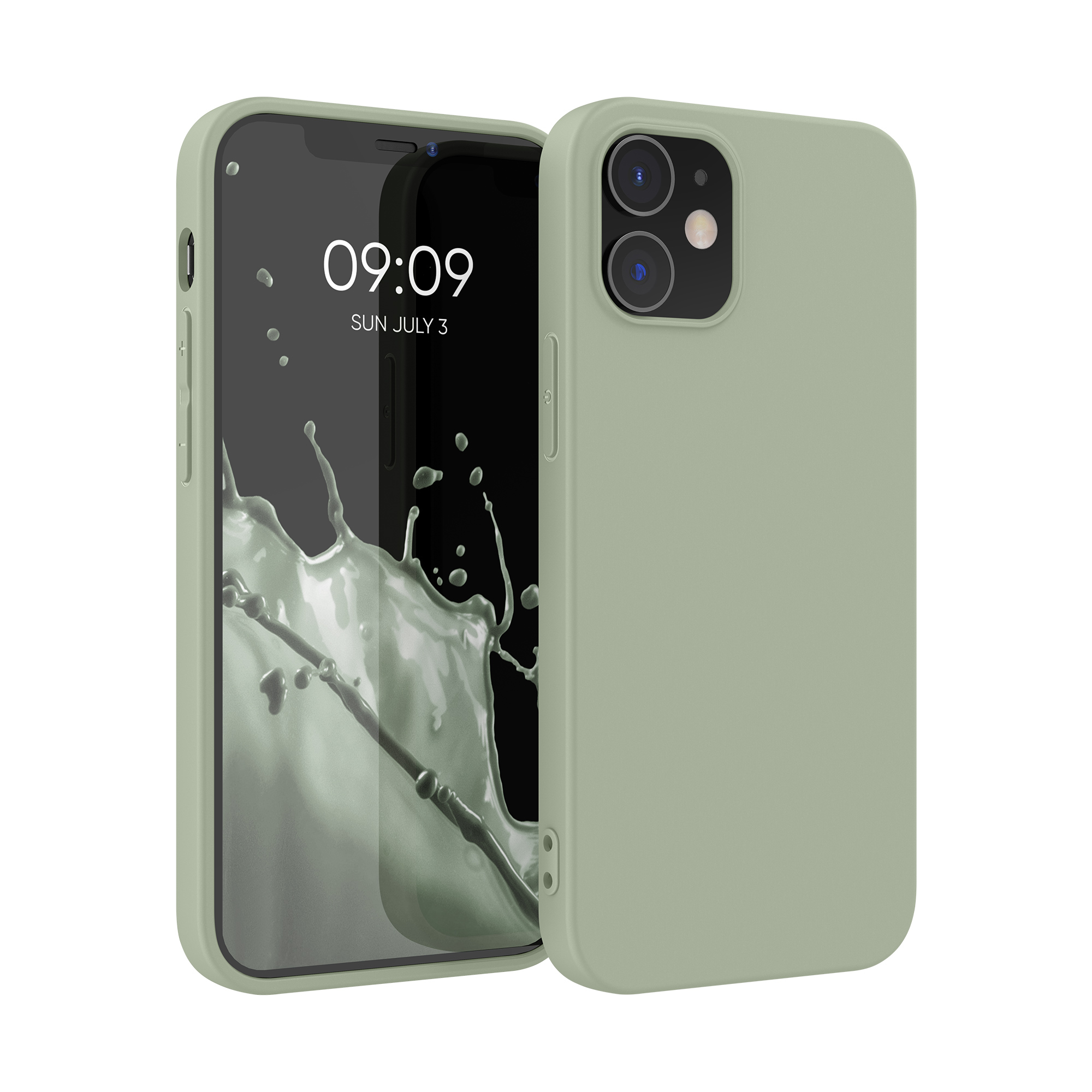 Silikonový kryt kwmobile pro iPhone 12 / iPhone 12 Pro - šedozelená