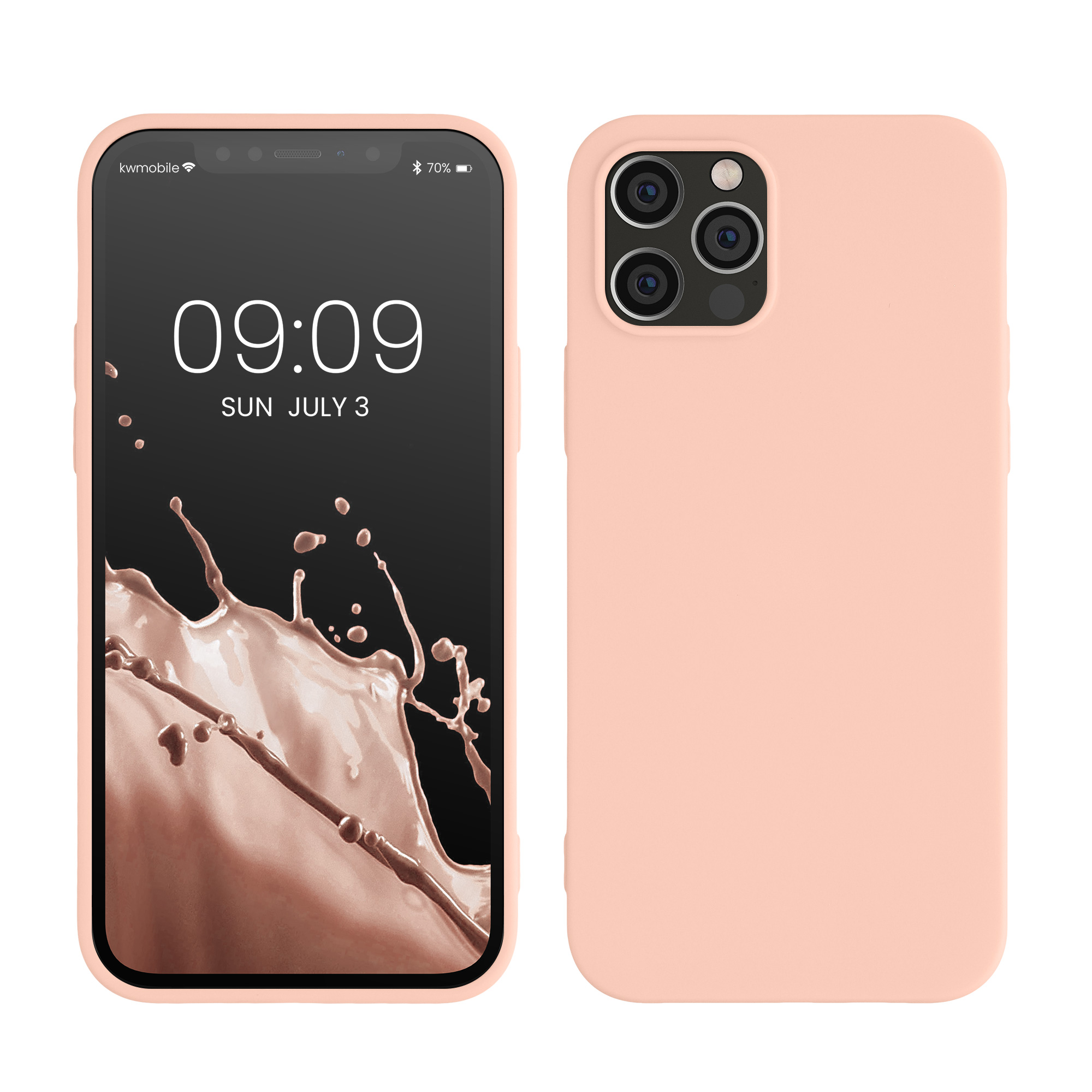 Silikonový kryt kwmobile pro iPhone 12 / iPhone 12 Pro - pastelová broskvová
