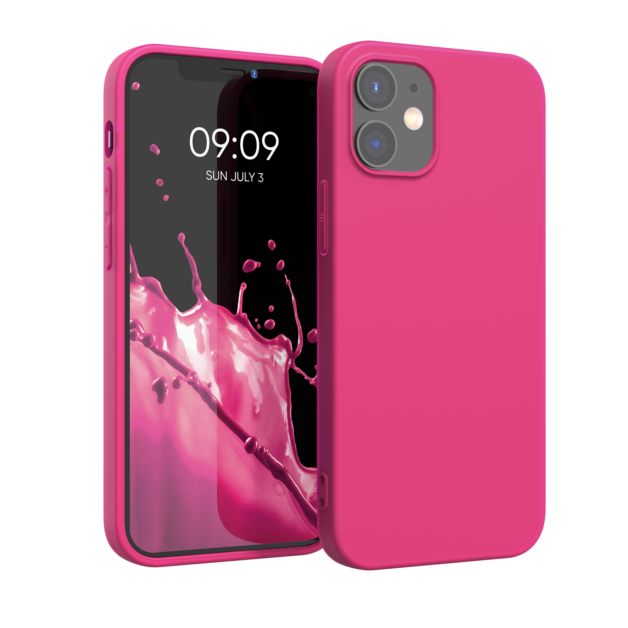 Silikonový kryt kwmobile pro iPhone 12 / iPhone 12 Pro - neonově růžová