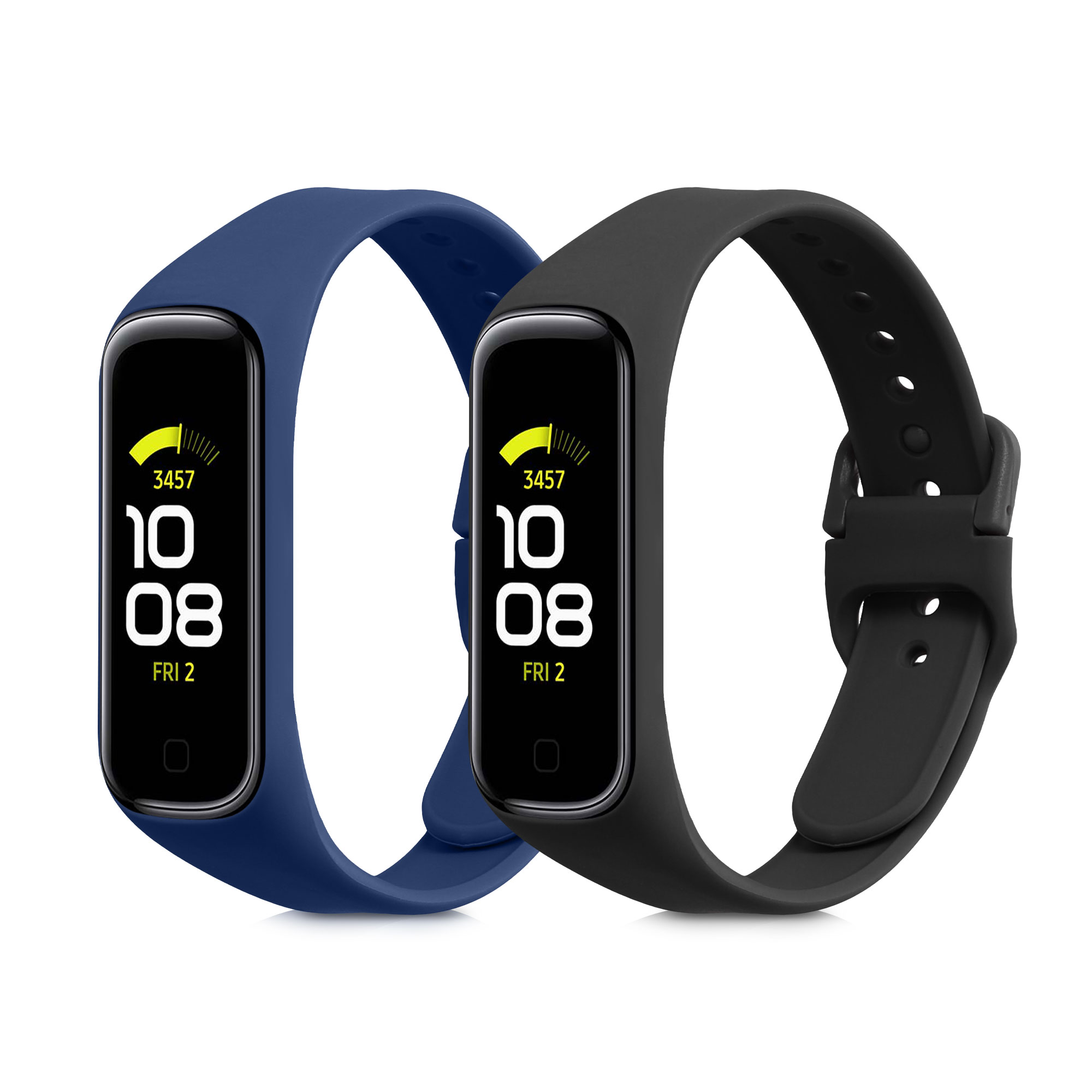 Silikonový řemínek na chytré hodinky Samsung Galaxy Fit 2 kwmobile 2 ks černo-tmavě modrý
