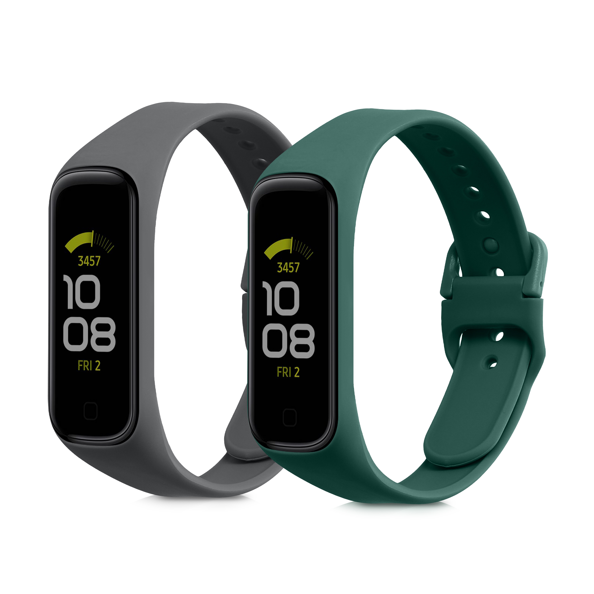Řemínky pro Samsung Galaxy Fit 2 kwmobile silikonové - tmavě šedá / tmavě zelená