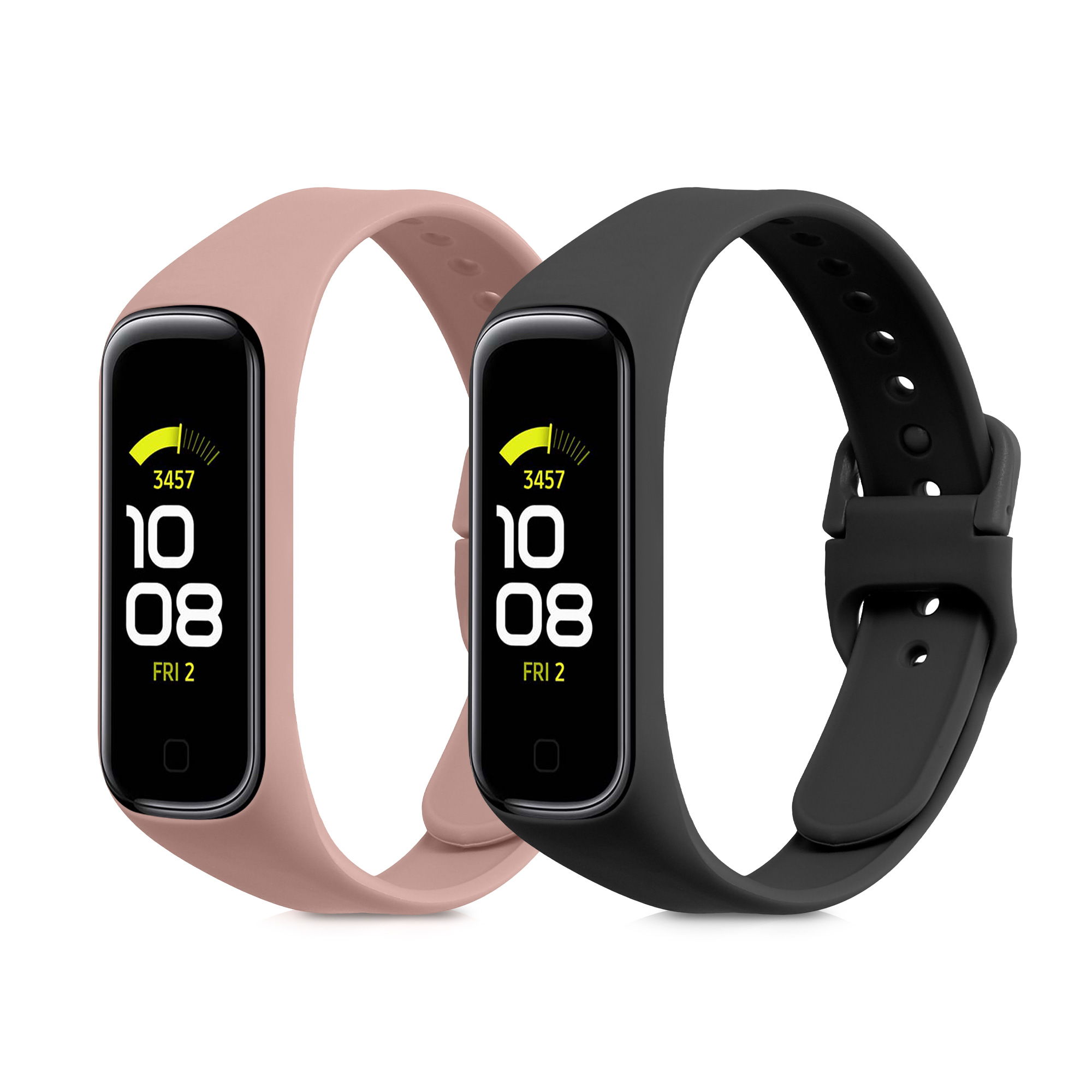 Silikonový řemínek na chytré hodinky Samsung Galaxy Fit 2 kwmobile 2 ks černo-pudrově růžový