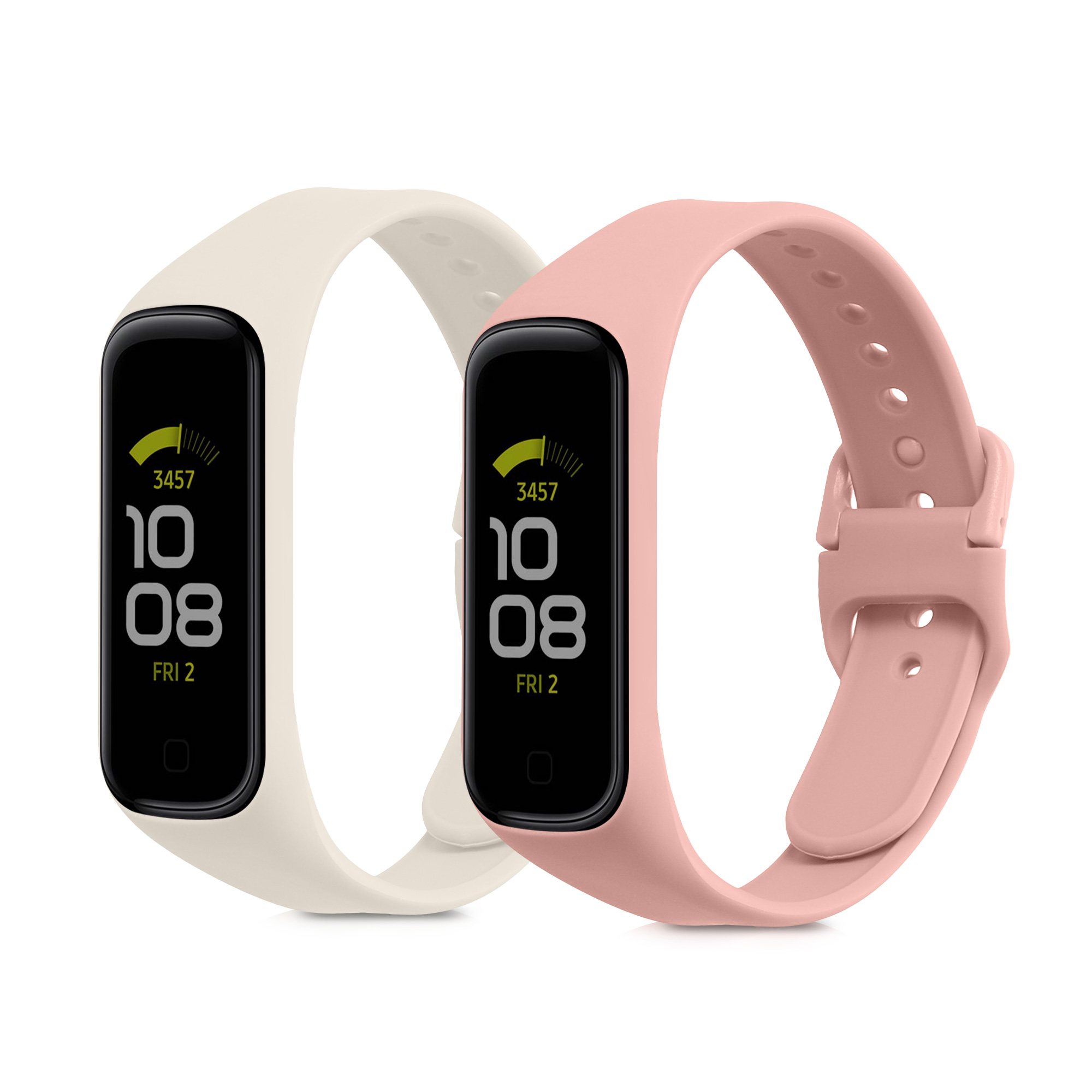 Silikonový řemínek na chytré hodinky Samsung Galaxy Fit 2 kwmobile 2 ks bílo-pudrově růžový