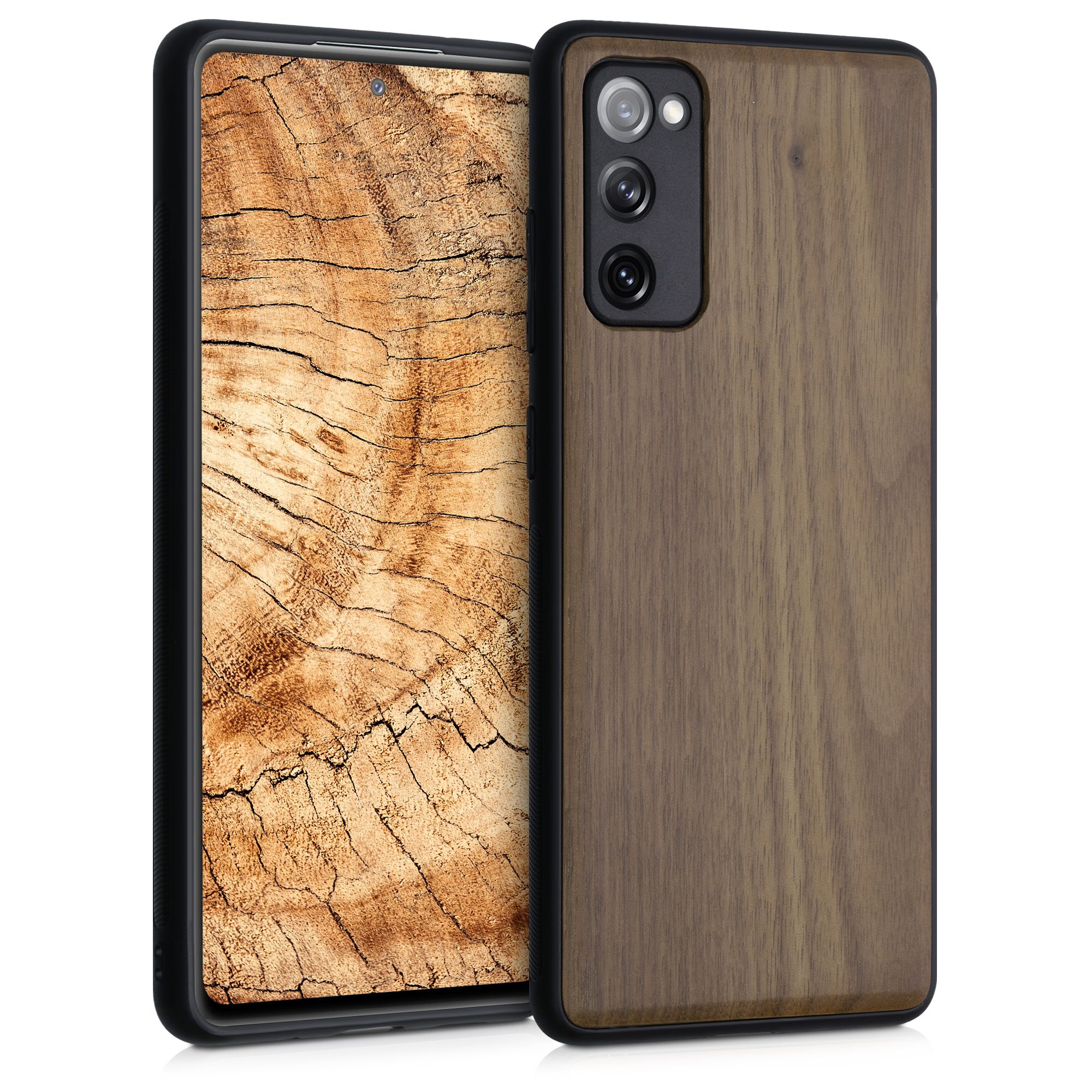 Dřevěný kryt na mobil Samsung Galaxy S20 FE kwmobile tmavě hnědý