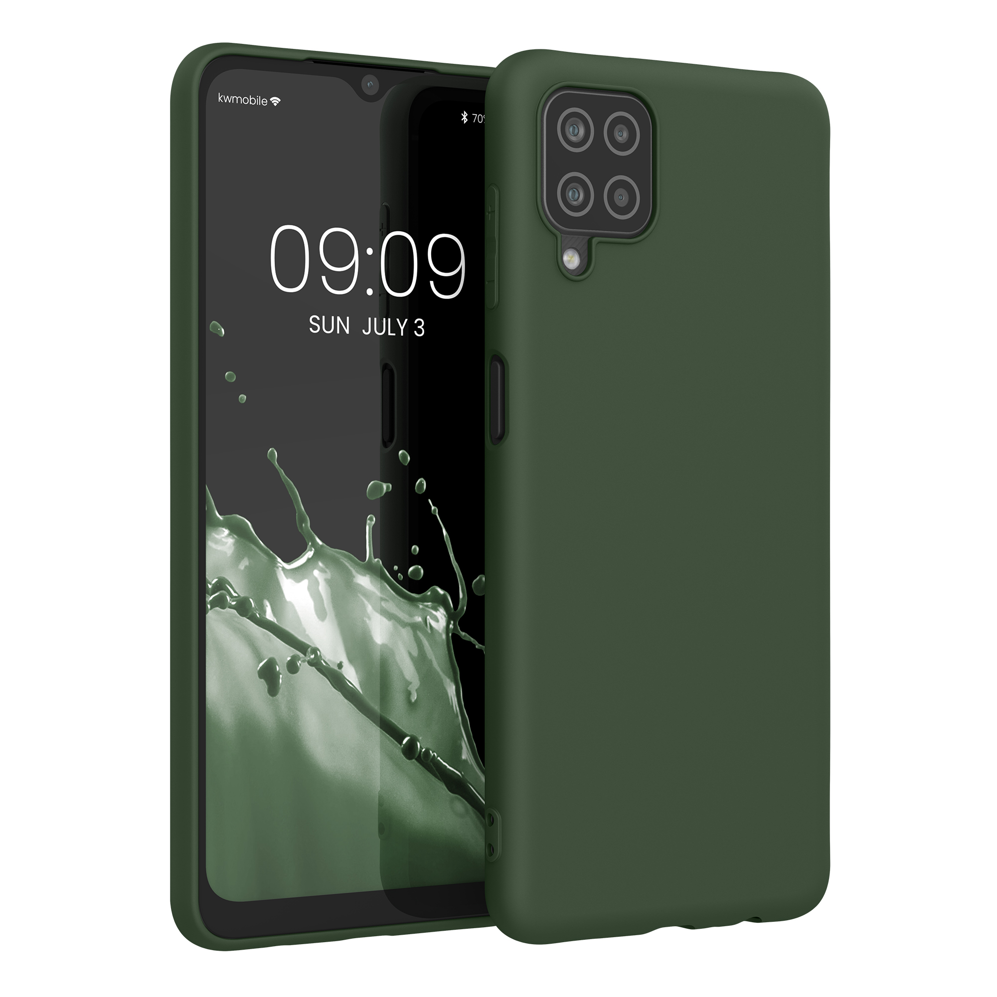 Kryt na mobil Samsung Galaxy A12 kwmobile TPU matně tmavě zelený