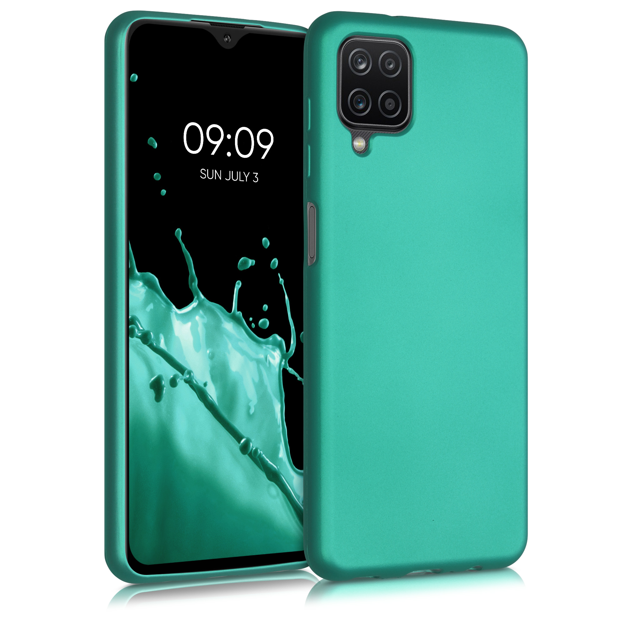 Kryt na mobil Samsung Galaxy A12 kwmobile Metallic metalicky tyrkysový