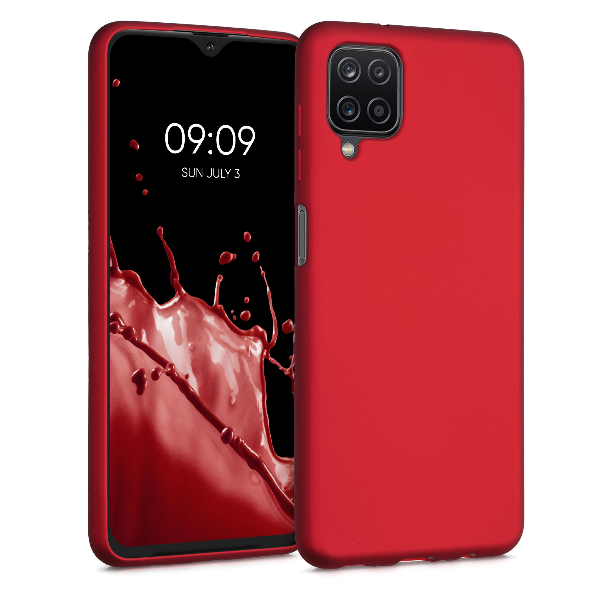 Kryt na mobil Samsung Galaxy A12 kwmobile Metallic metalicky tmavě červený