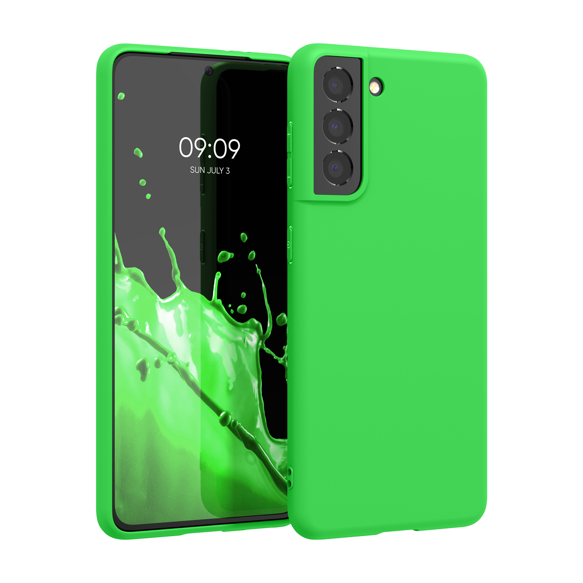 Kryt na mobil Galaxy S21 kwmobile Soft Cover neonově zelená