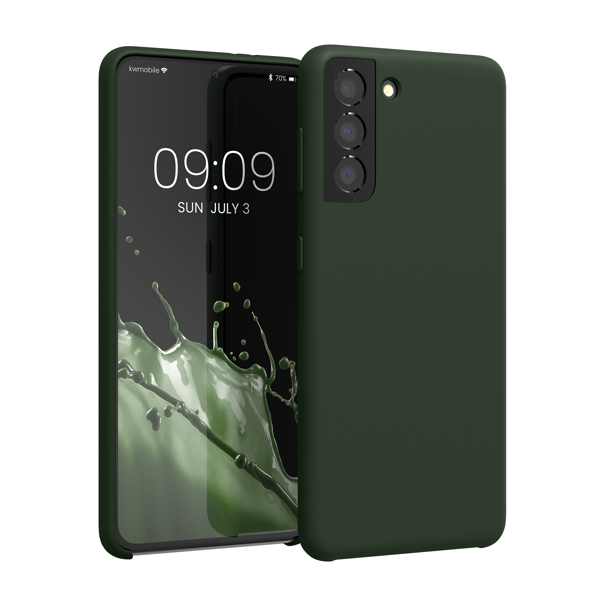 Kryt na mobil Samsung Galaxy S21 kwmobile TPU matně tmavě zelený