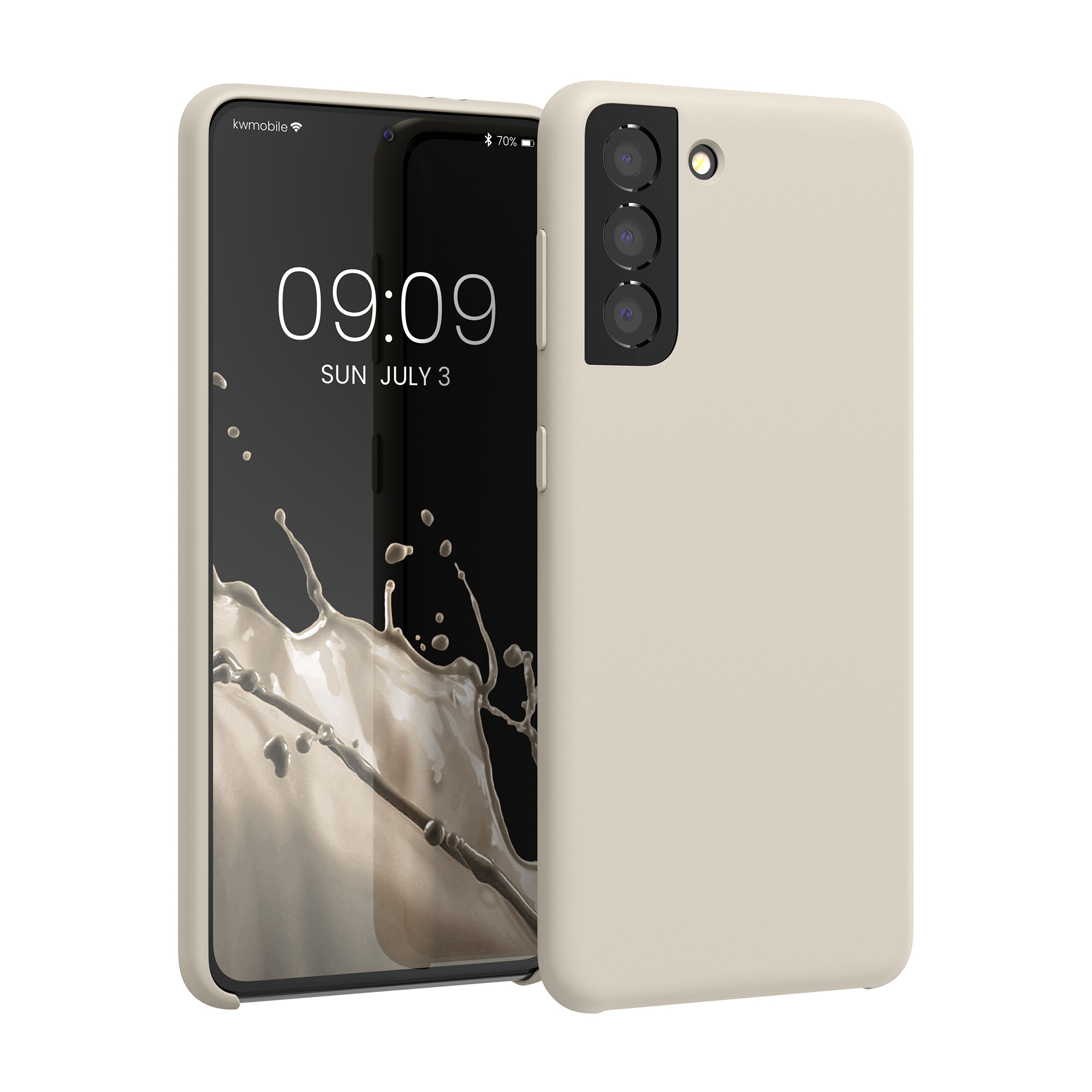 Kryt na mobil Galaxy S21 kwmobile Soft Cover matná krémová