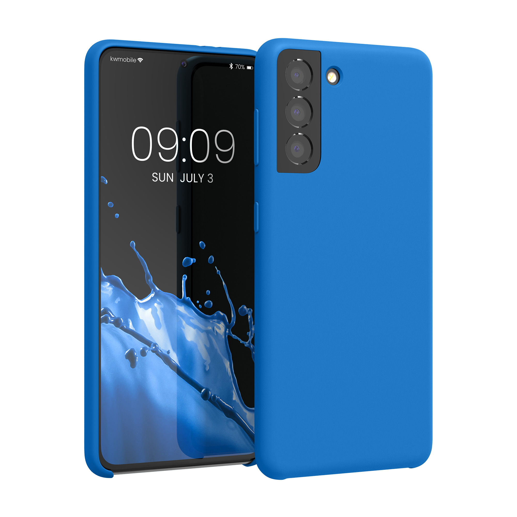 Silikonový kryt pro Samsung Galaxy S21, nárazuvzdorný, pro bezdrátové nabíjení kwmobile ‑ útesově modrá