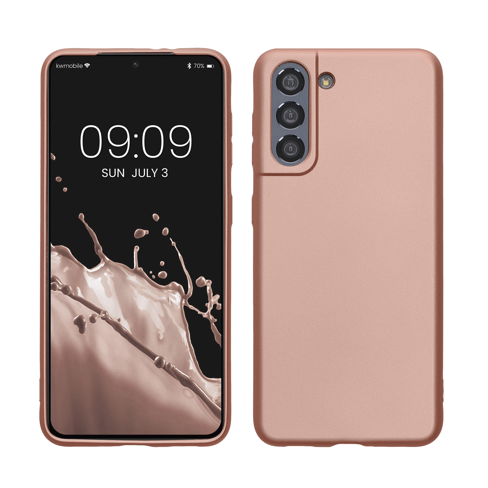 Metalický kryt na mobil Samsung Galaxy S21 kwmobile metalicky rose gold