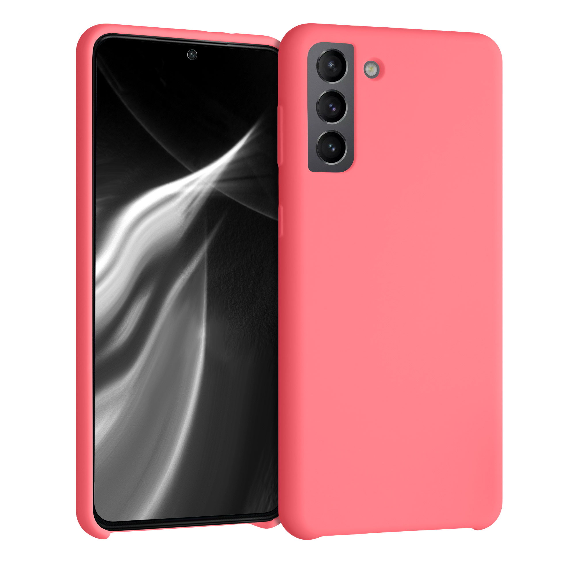 Kryt na mobil Galaxy S21+ kwmobile Soft Cover neonově korálová