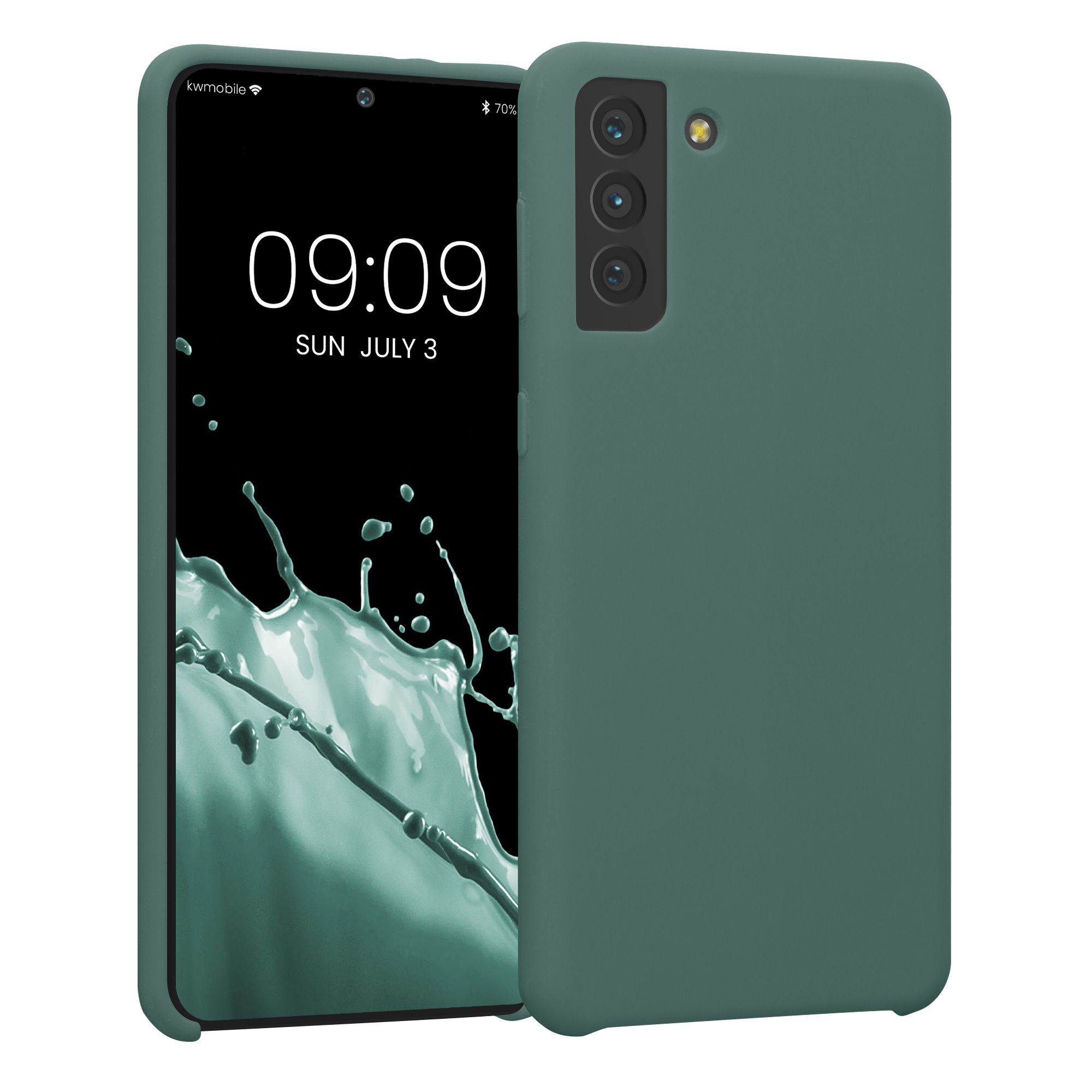 Kryt na mobil Galaxy S21+ kwmobile Soft Cover mechově zelená