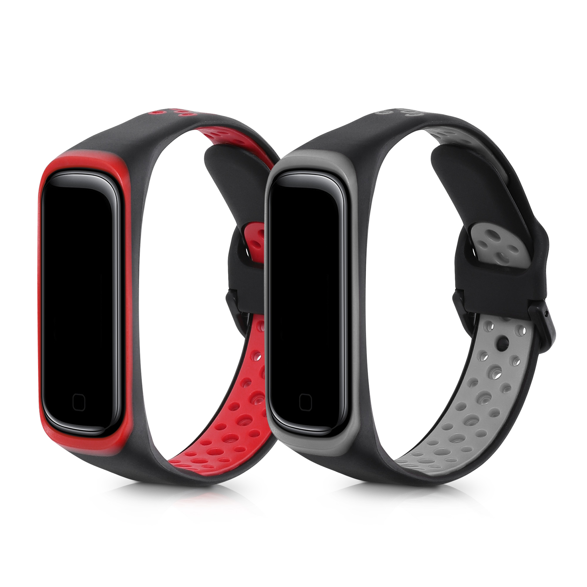 Silikonový řemínek na chytré hodinky Samsung Galaxy Fit 2 kwmobile 2 ks černo-červeno-černo-šedý