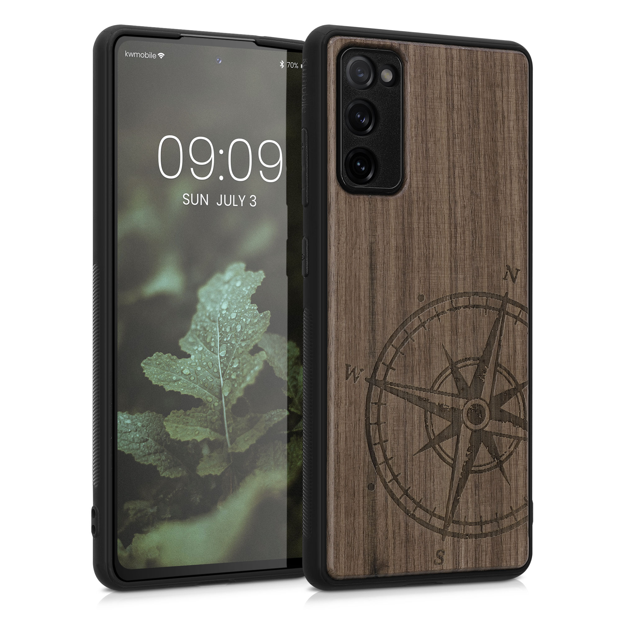 Dřevěný kryt na mobil Samsung Galaxy S20 FE kwmobile tmavě hnědý