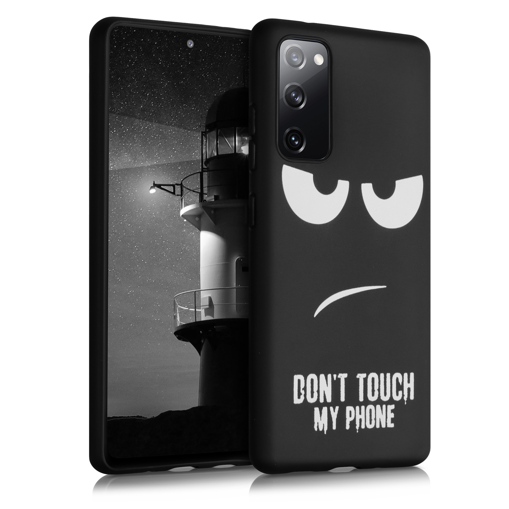 Kryt na mobil Samsung Galaxy S20 FE kwmobile Motiv Don't Touch My Phone bílo-černý