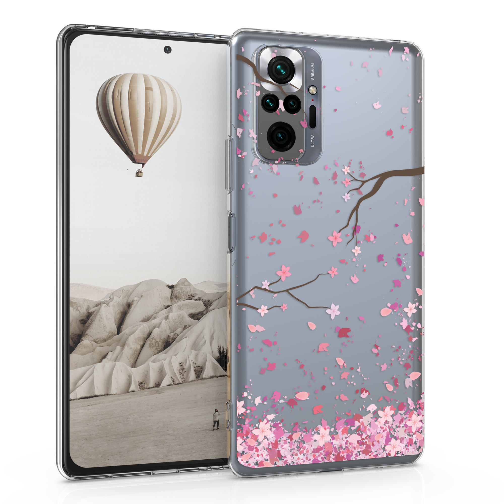 Kryt Xiaomi Redmi Note 10 Pro silikonový TPU třešňové květy - růžová/tmavě hnědá kwmobile