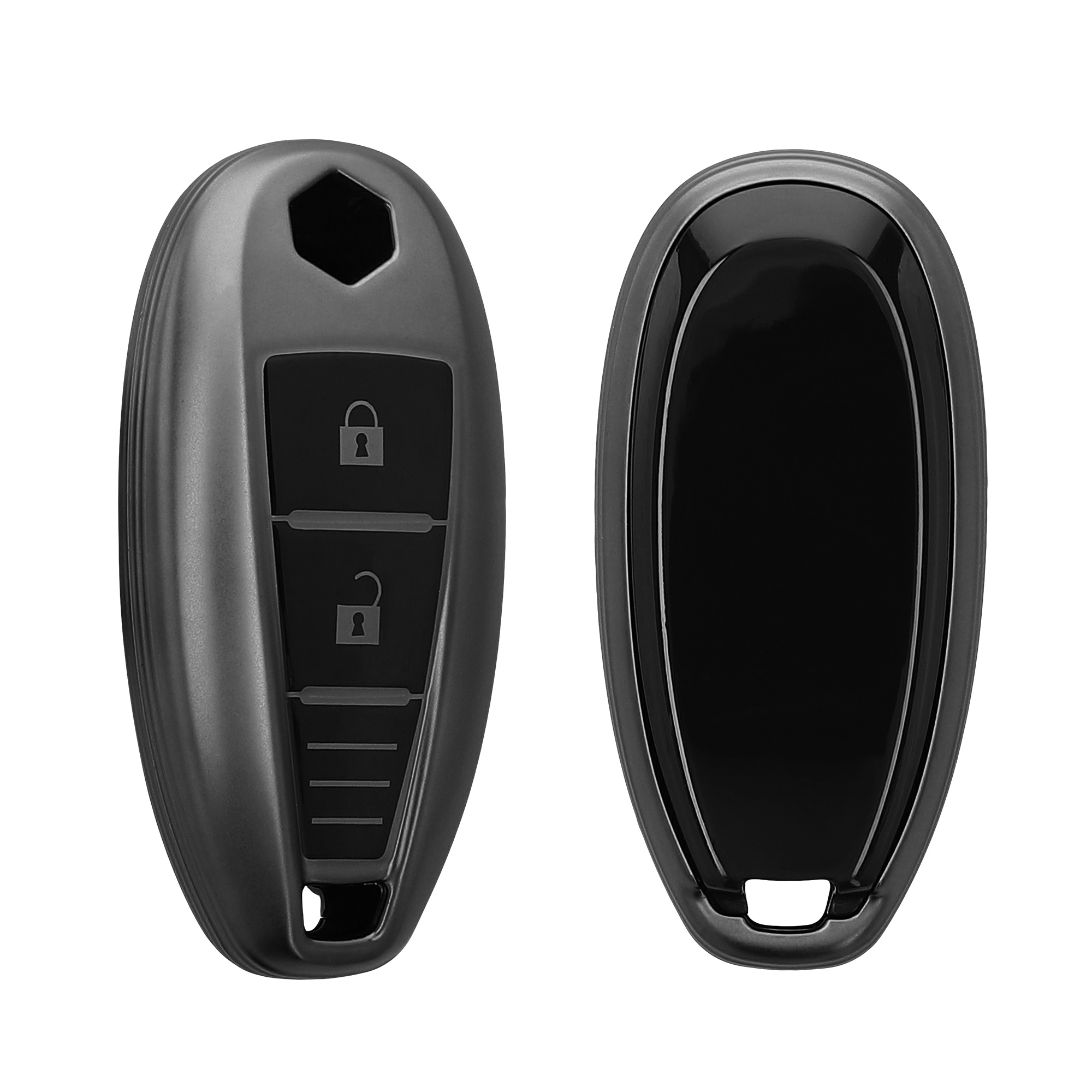 Obal na klíč od auta pro Suzuki Sport klíč se 2 tlačítky a funkcí Keyless Go kwmobile TPU - matná černá / černá