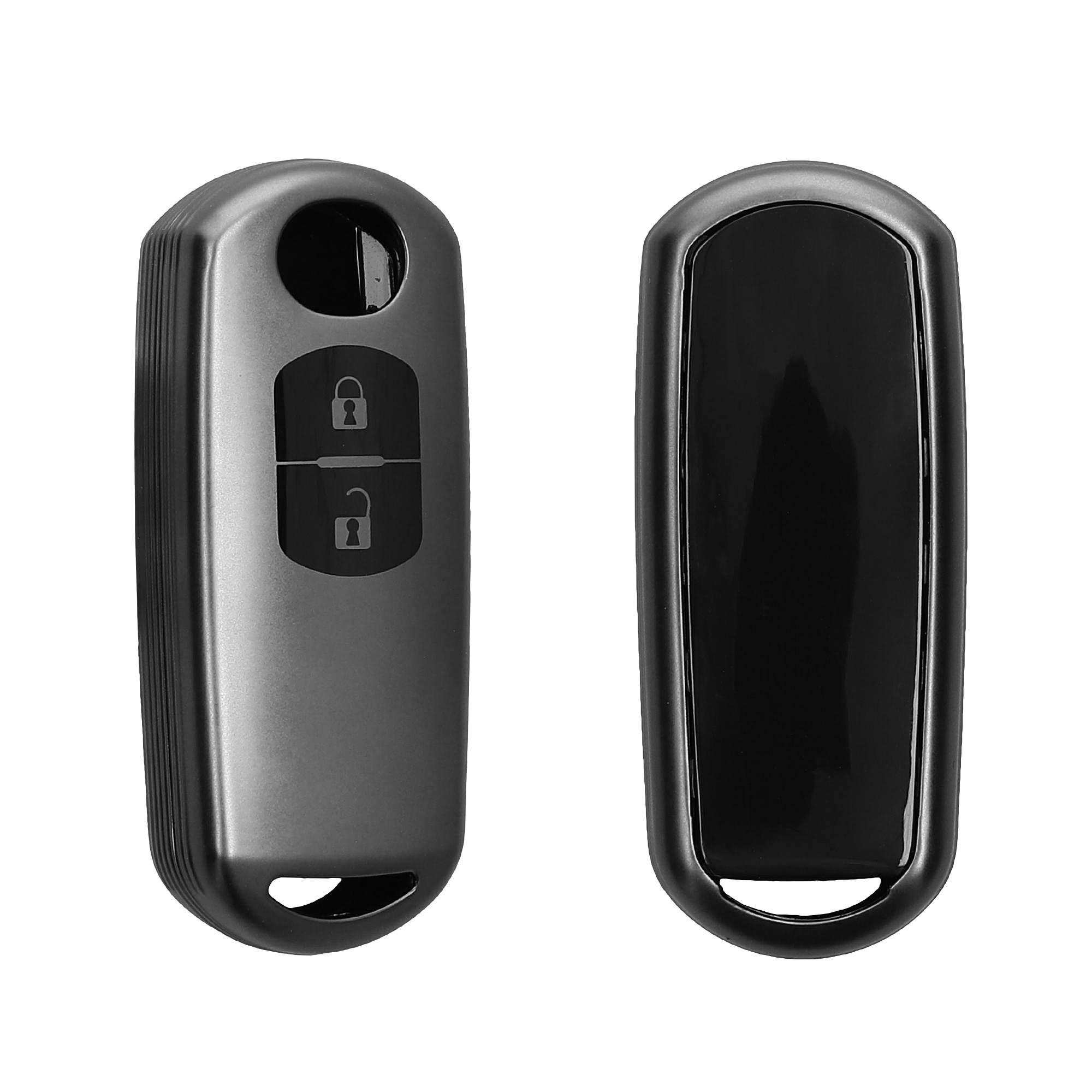 Obal na klíč od auta pro Mazda klíč se 2 tlačítky a funkcí Keyless Go kwmobile TPU - matná černá / černá