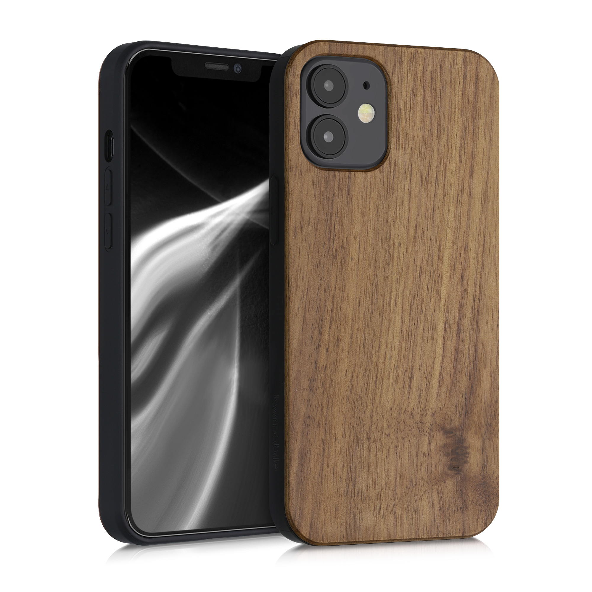 Dřevěný kryt kwmobile pro iPhone 12 mini - tmavě hnědá